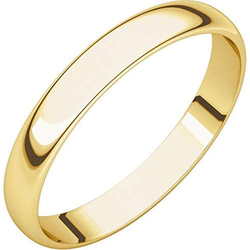 10K Yellow Gold 3mm Half Round Ultra-Light Comfort Fit Wedding Band Ring - Size 8 - Perfect for Everyday Wear, Anniversary Gifts & Bridal Jewelry