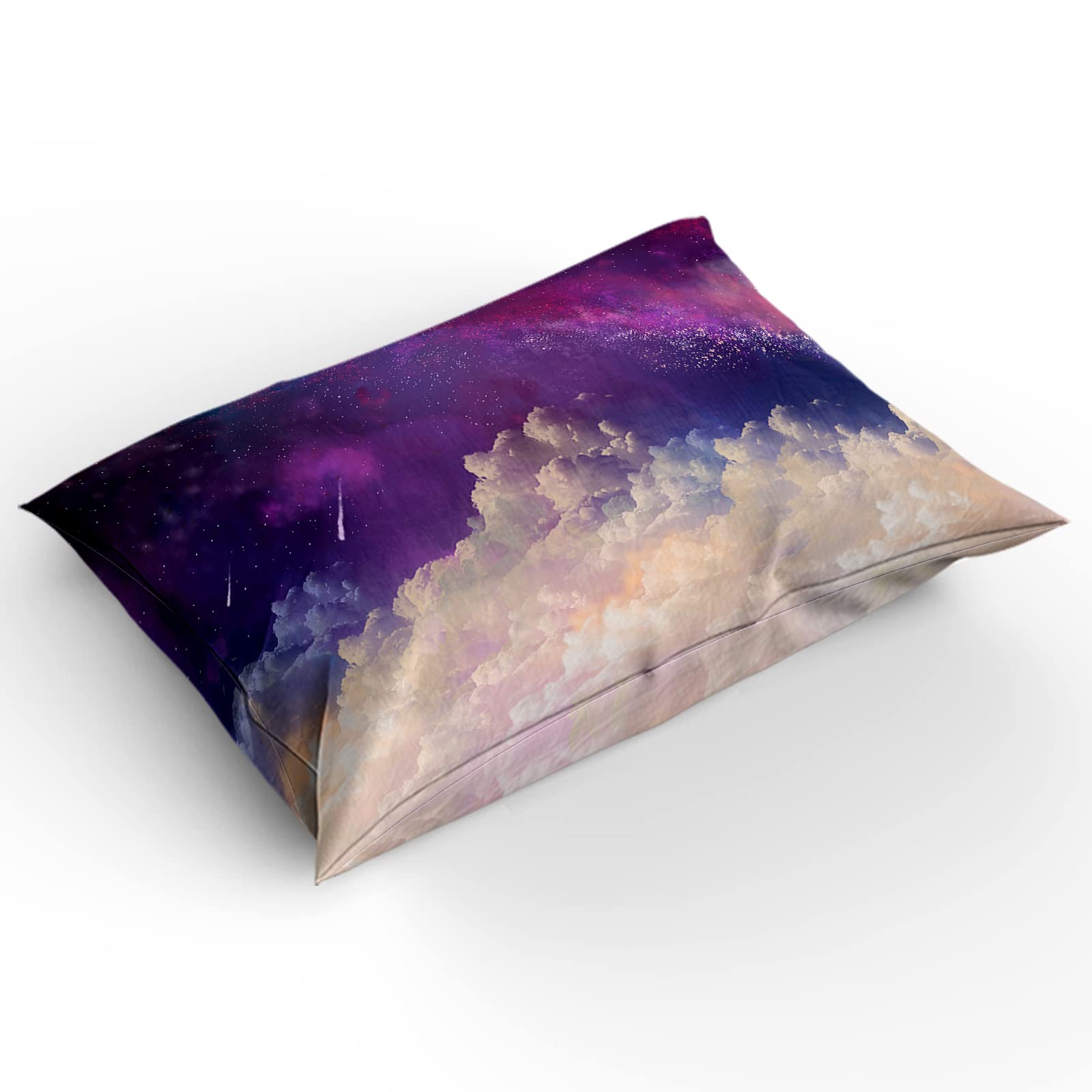**Cal King Duvet Cover Set - Purple Starry Sky 4-Piece Bedding, Lightweight Microfiber Soft Comforter Cover for Adults & Teens, White Cloud Night Sky Design - Perfect for Cozy Bedrooms & Guest Rooms**