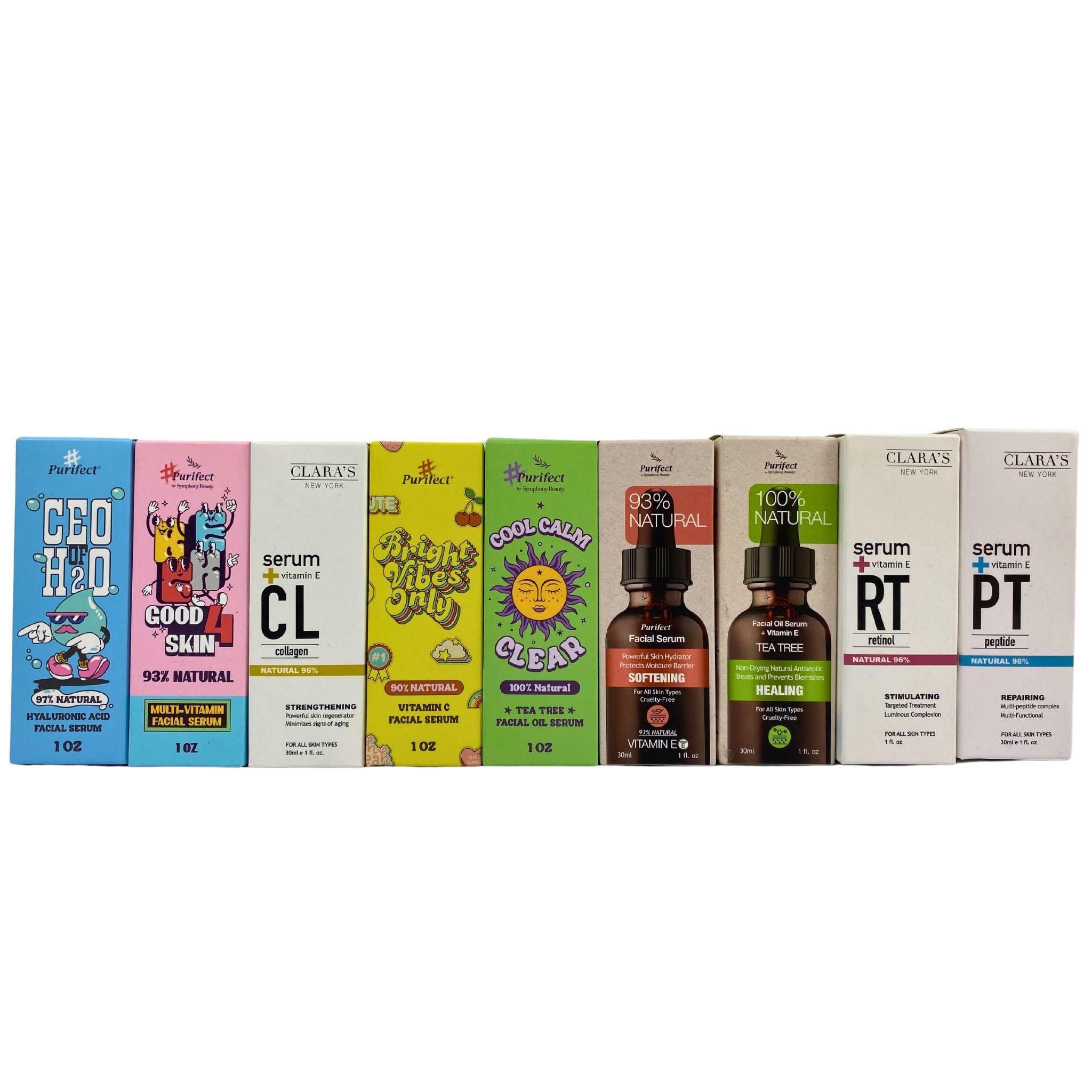 Purifect & Claras Serum Assorted Mix - 50 Pcs Facial Serum Variety Pack for Glowing Skin | Hydrating, Anti-Aging & Brightening Serums | Perfect for Daily Skincare Routine & Gift Sets