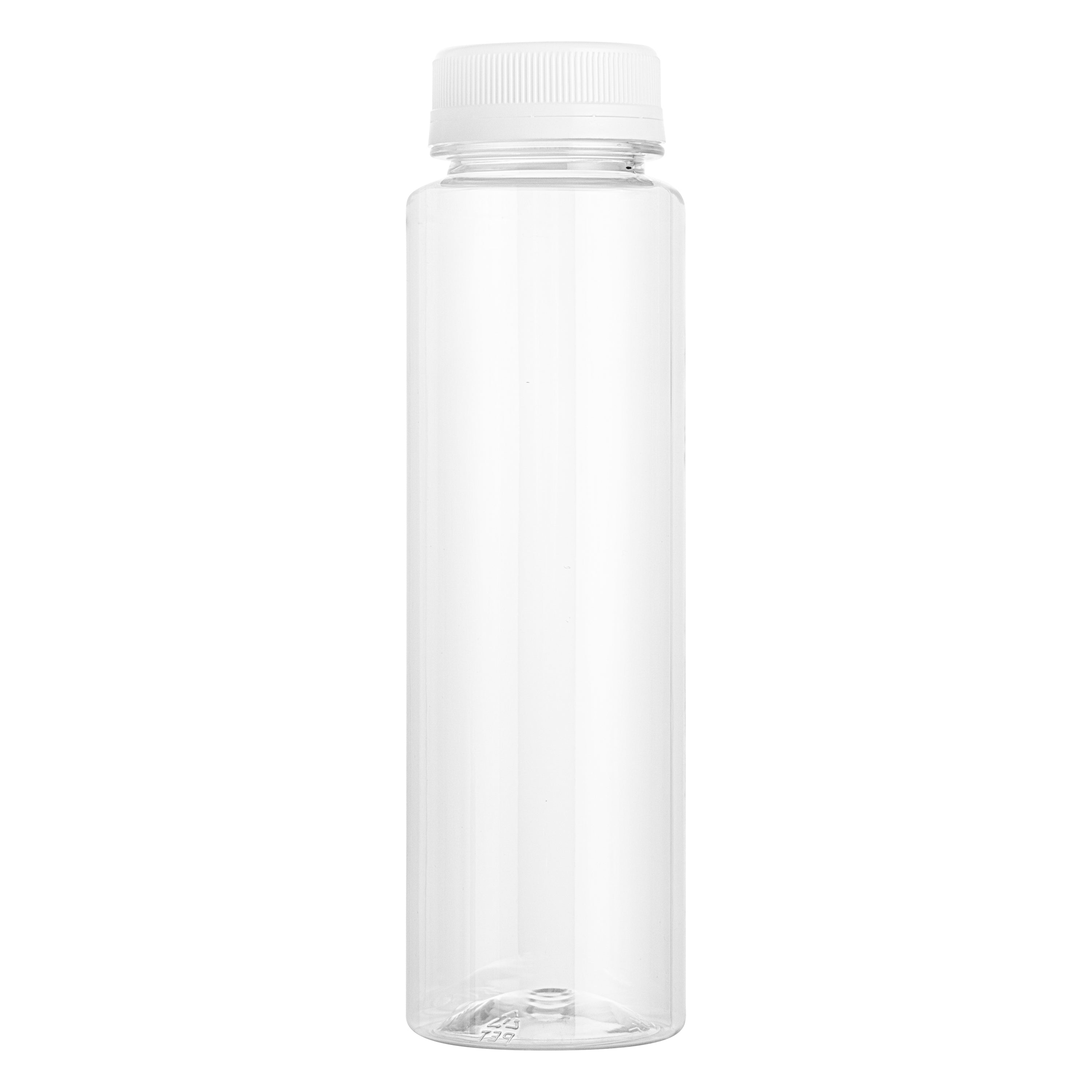 8 oz Round Clear Plastic Cold Pressed Juice Bottles with Safety Cap - 2 x 2 x 6.75 Inches - Pack of 100 - Perfect for Fresh Juices, Smoothies, and Healthy Beverages at Home or Retail Stores