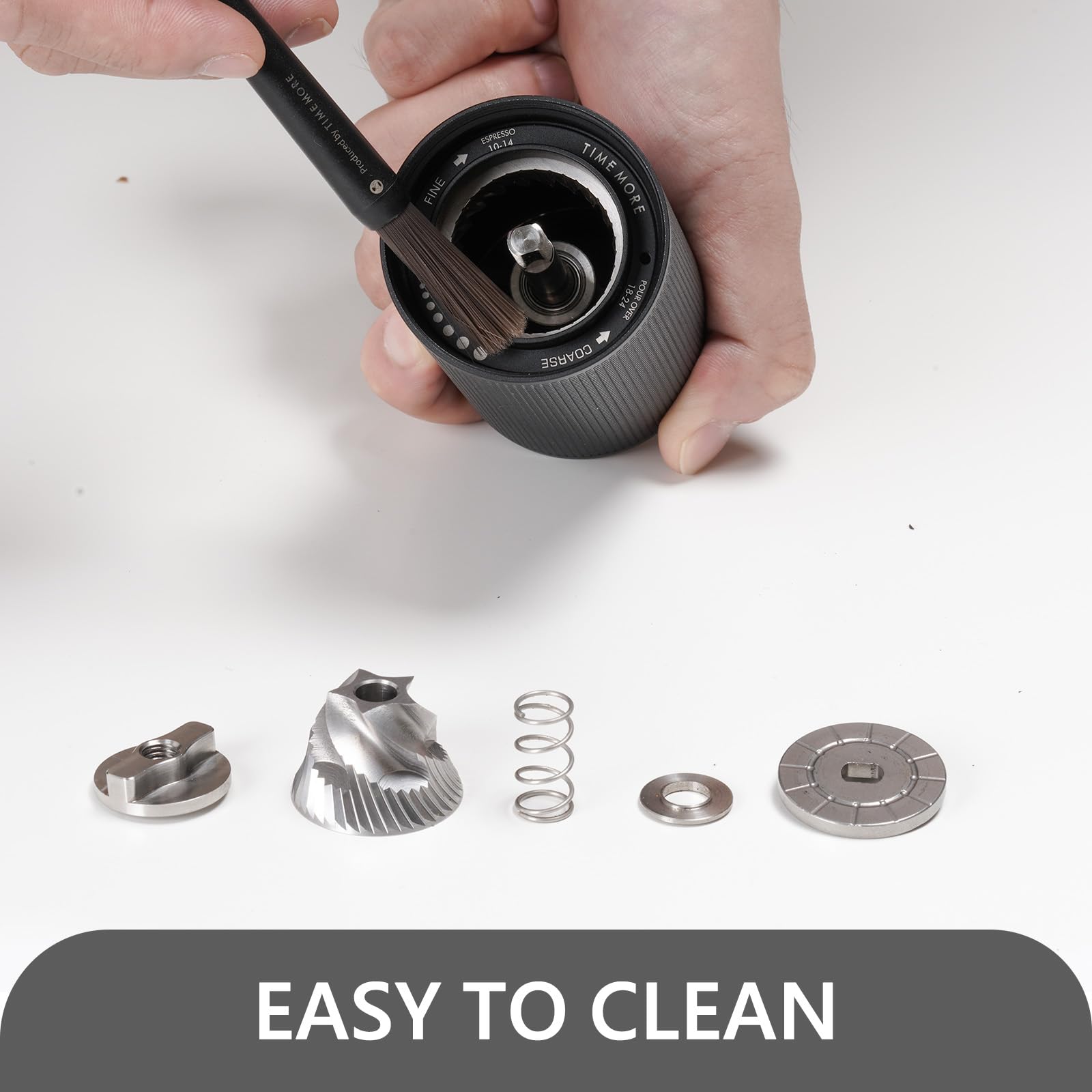 TIMEMORE C2S Manual Coffee Grinder - Stainless Steel Conical Burr Mill with Adjustable Settings (20g Capacity) for Pour Over, Mocha & Espresso | Perfect for Travel, Camping, Home & Office Use | Durable Black Hand Grinder