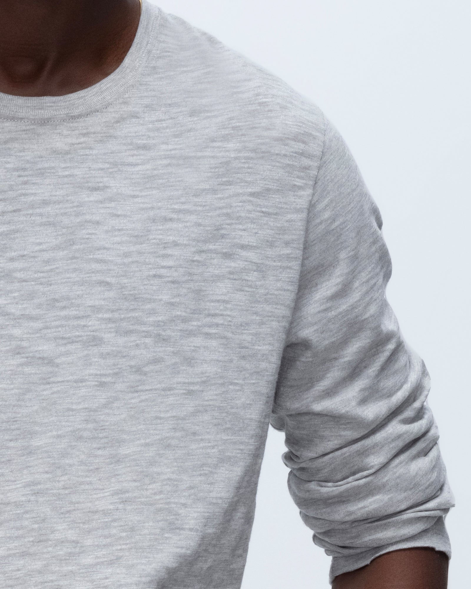 Distressed Slub Jersey Long Sleeve T-Shirt - Heather Grey | Vintage Washed Tee for Casual Wear & Street Style Outfits