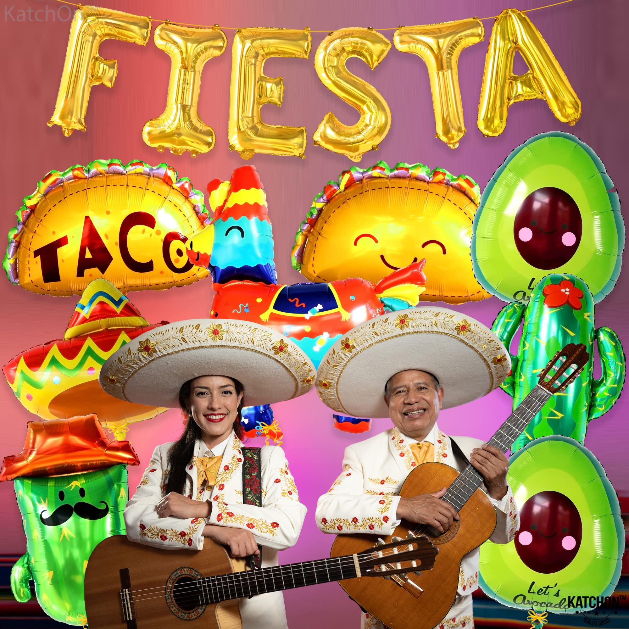 KatchOn 14-Piece Fiesta Party Decorations Set - Taco Themed Balloons & Cinco De Mayo Party Supplies | Mexican Fiesta Decor for Taco Tuesday, Cinco De Mayo Celebrations & Themed Birthday Parties