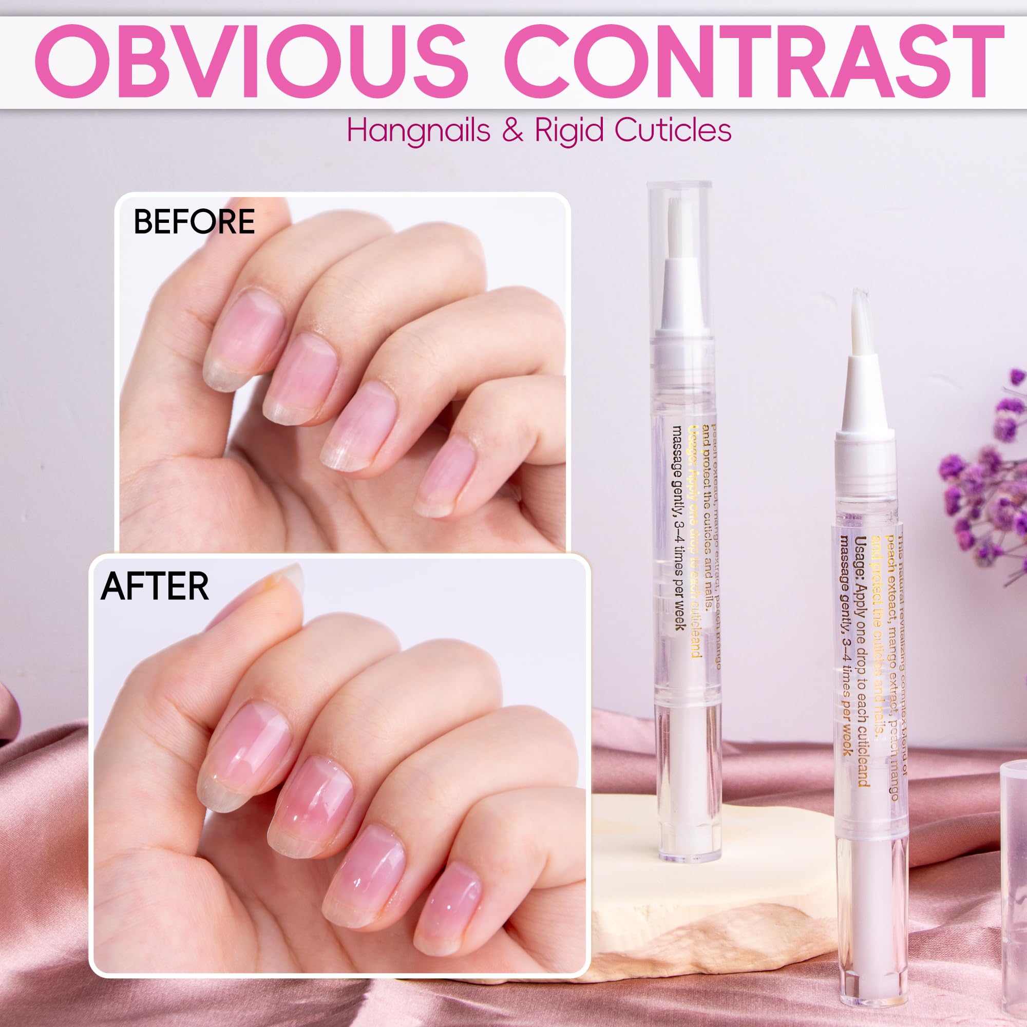 2PCS Cuticle Oil Pen for Nails - Nail Care Oil Pen with Nail File - Moisturizing Cuticle Treatment to Prevent Dryness, Cracking & Hangnails - Deep Nourishment (Lily & Aloe Flavor) - Perfect for At-Home Manicures & Professional Nail Salons