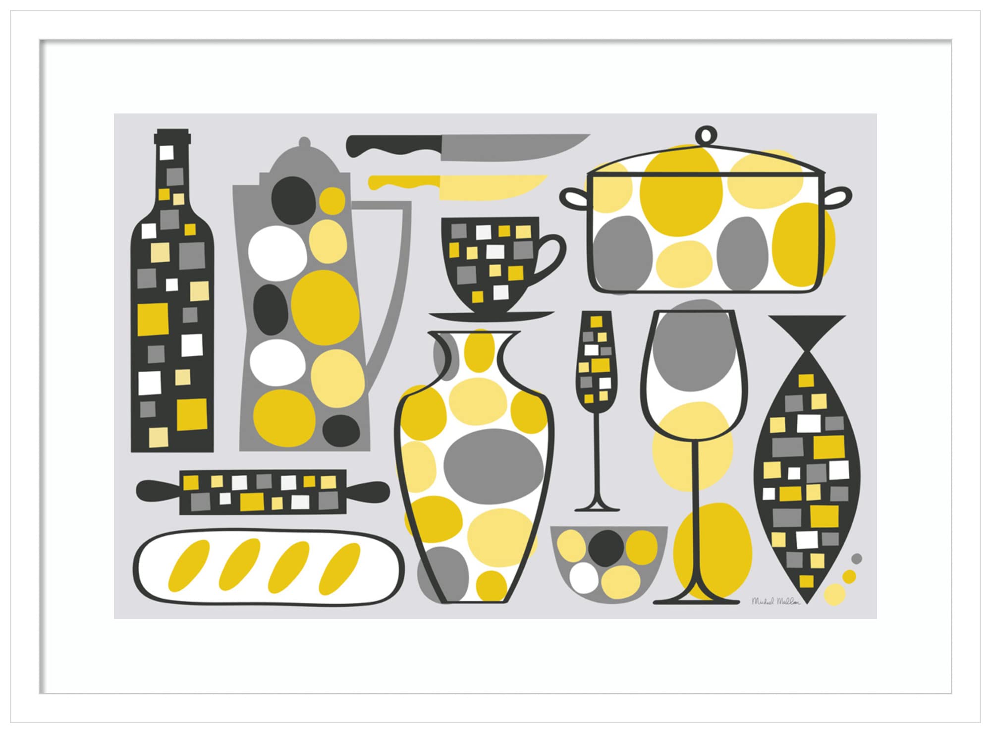 Amanti Art Framed Wall Art Print 19x25 - Modern Abstract Kitchen Painting in Yellow by Michael Mullan | Contemporary Home Decor Poster for Living Room, Bedroom & Bathroom | Perfect for Housewarming Gifts & Interior Design
