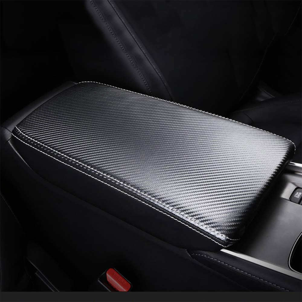 Premium Black Carbon Fiber Center Console Armrest Cover for Honda Accord 2018-2021 Models - Durable Car Interior Accessories for Comfort & Style While Driving