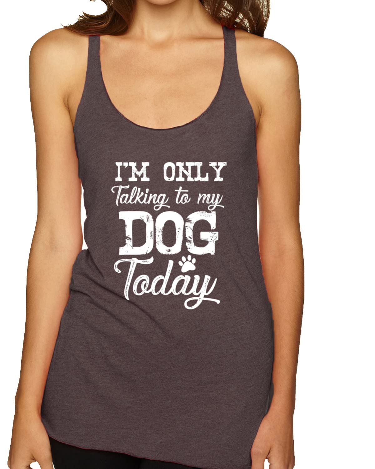 Funny Dog Lover Tri-Blend Racerback Tank Top - 'I'm Only Talking to My Dog Today' Saying - Soft Breathable Women's Workout & Casual Tee for Dog Walks, Park Outings & Pet Owner Humor