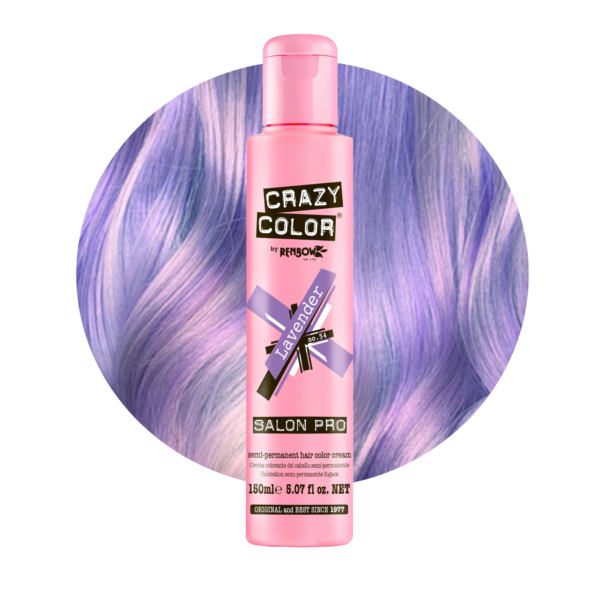 Crazy Color Salon Pro Semi-Permanent Hair Dye - 5.07 oz Lavender Purple for Women | Vegan & Conditioning Formula | Perfect for DIY Home Coloring & Creative Hairstyles