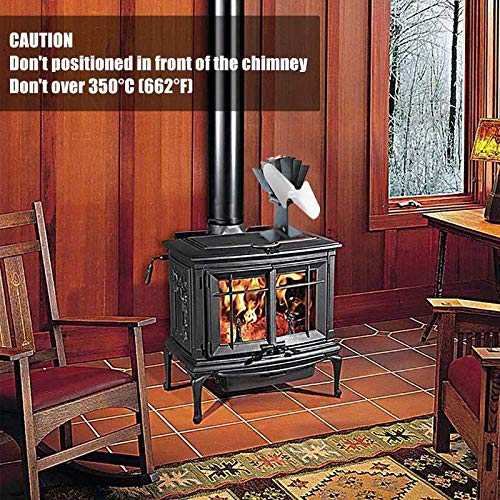 2-Blade Heat Powered Stove Fan - Silent Eco-Friendly Wood Burning Stove Fan for Fireplace, Log Burner & Pellet Stove (Gold) | Perfect for Heating Efficiency & Cozy Home Atmosphere