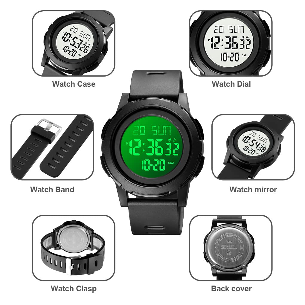 Gosasa Men's and Women's Digital Sports Watch - Waterproof Silicone Casual Watch for Students, Black & White - Perfect for Running, Gym, Swimming & Everyday Wear