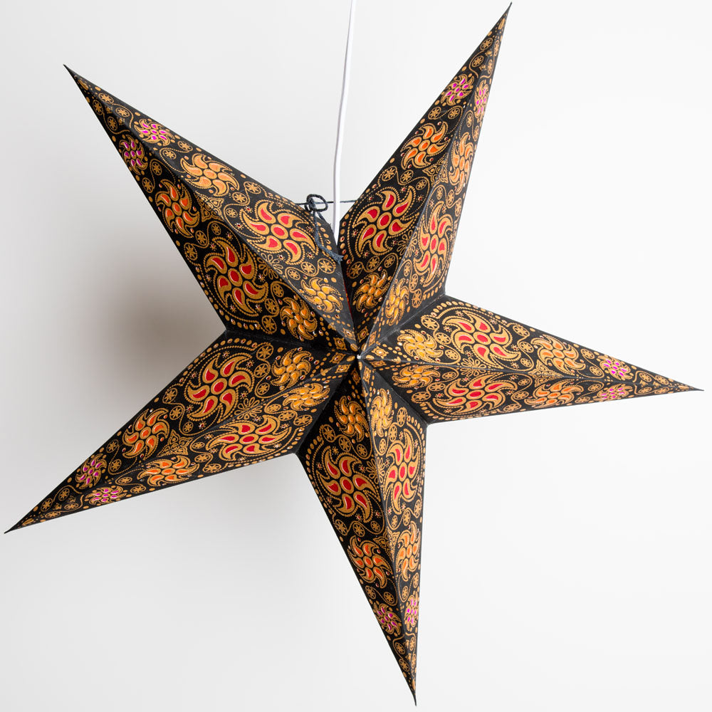 24 Pack Black Gold Glitter Paper Star Lanterns - Hanging Party Decorations for Christmas, Wedding, Baby Shower & Home Decoration