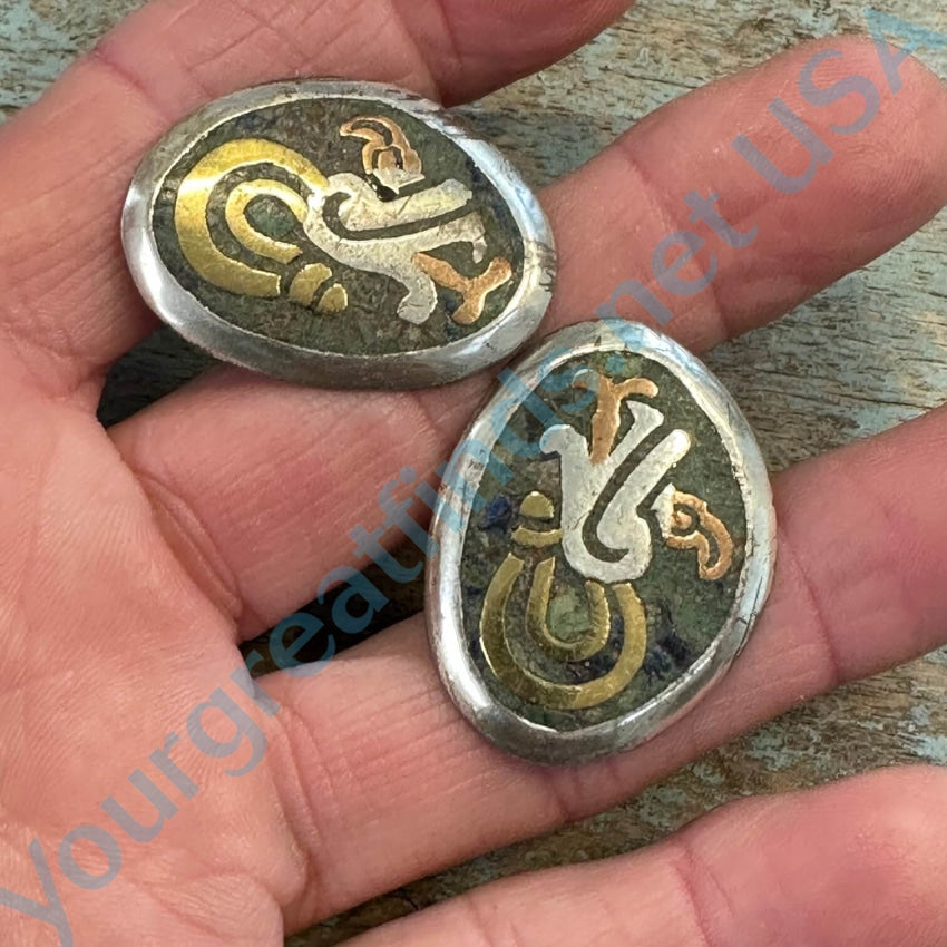 Vintage Mexican Metal Chip Mosaic Screw Back Earrings - Handcrafted Boho Jewelry for Women, Perfect for Parties, Weddings & Special Occasions