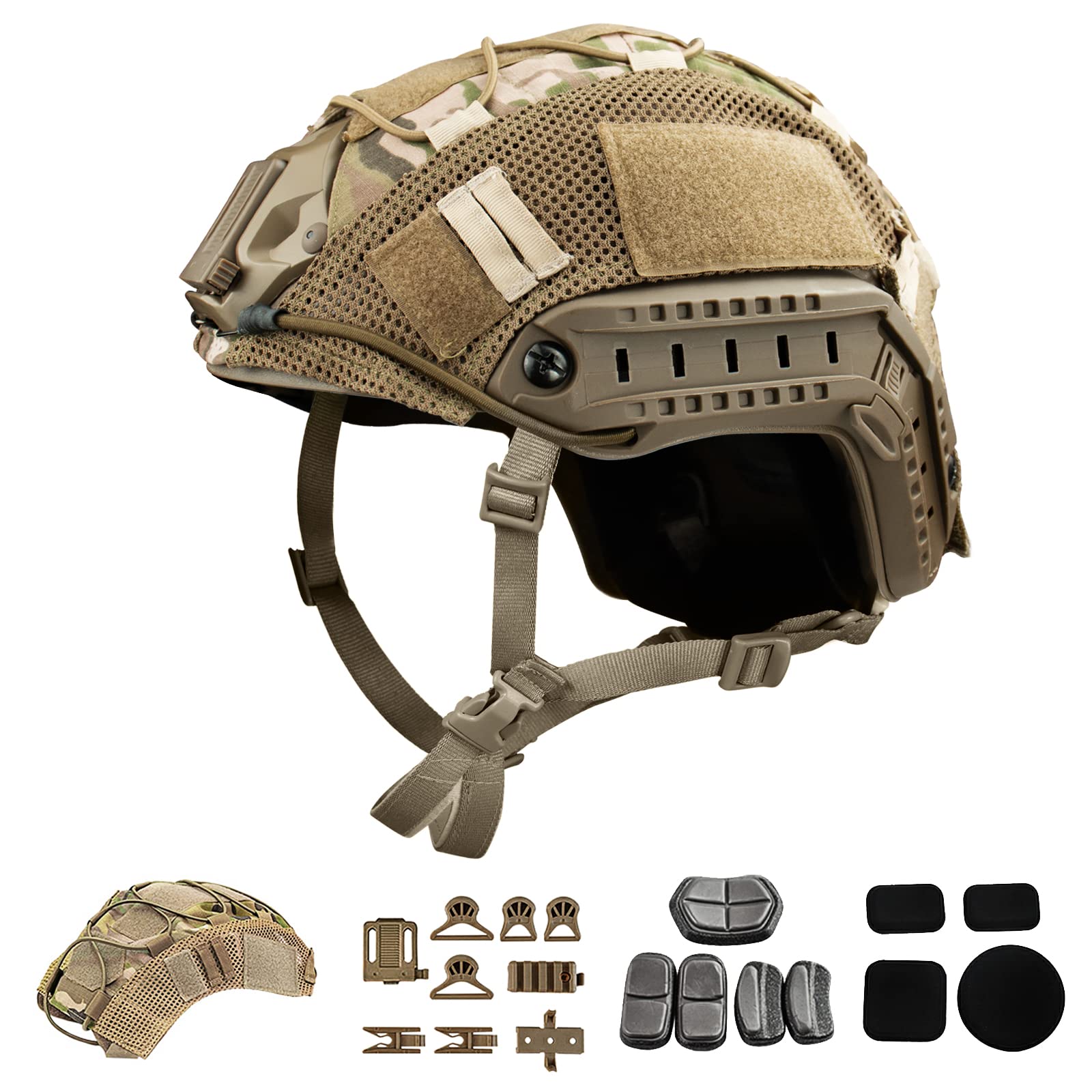 TacSnake Tactical Airsoft Paintball Fast Helmet with Helmet Cover - PJ Style Military Helmet for Airsoft, Paintball & Tactical Training - NVG Mount & Multi-Functional Protection - Perfect for Outdoor Combat Simulation & Airsoft Battles