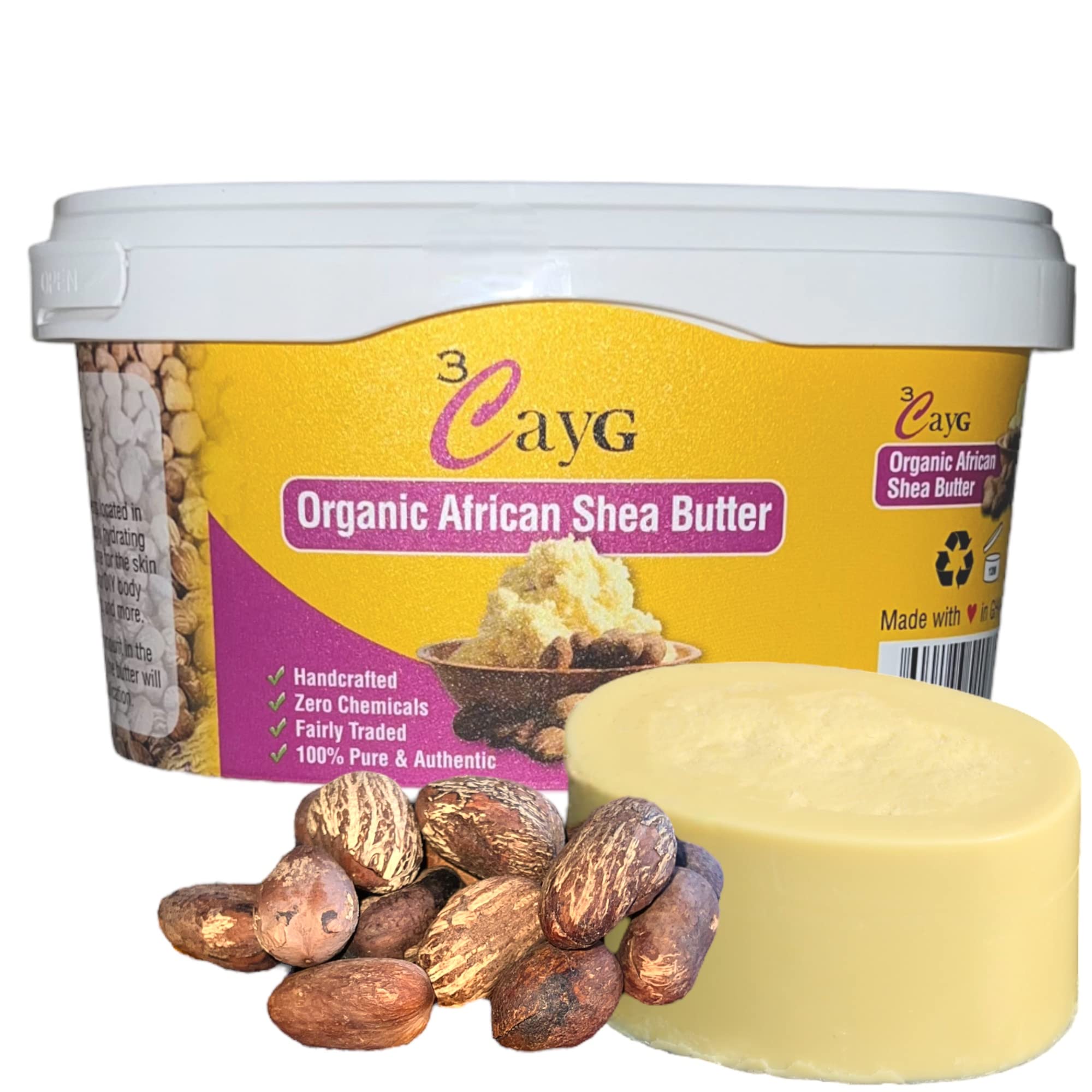 3CayG 1lb Mango Butter & 1lb Shea Butter Bundle - Natural DIY Skincare for Body Butters, Lotions, Lip Balms & Hair Care - Moisturizing & Nourishing for Dry Skin