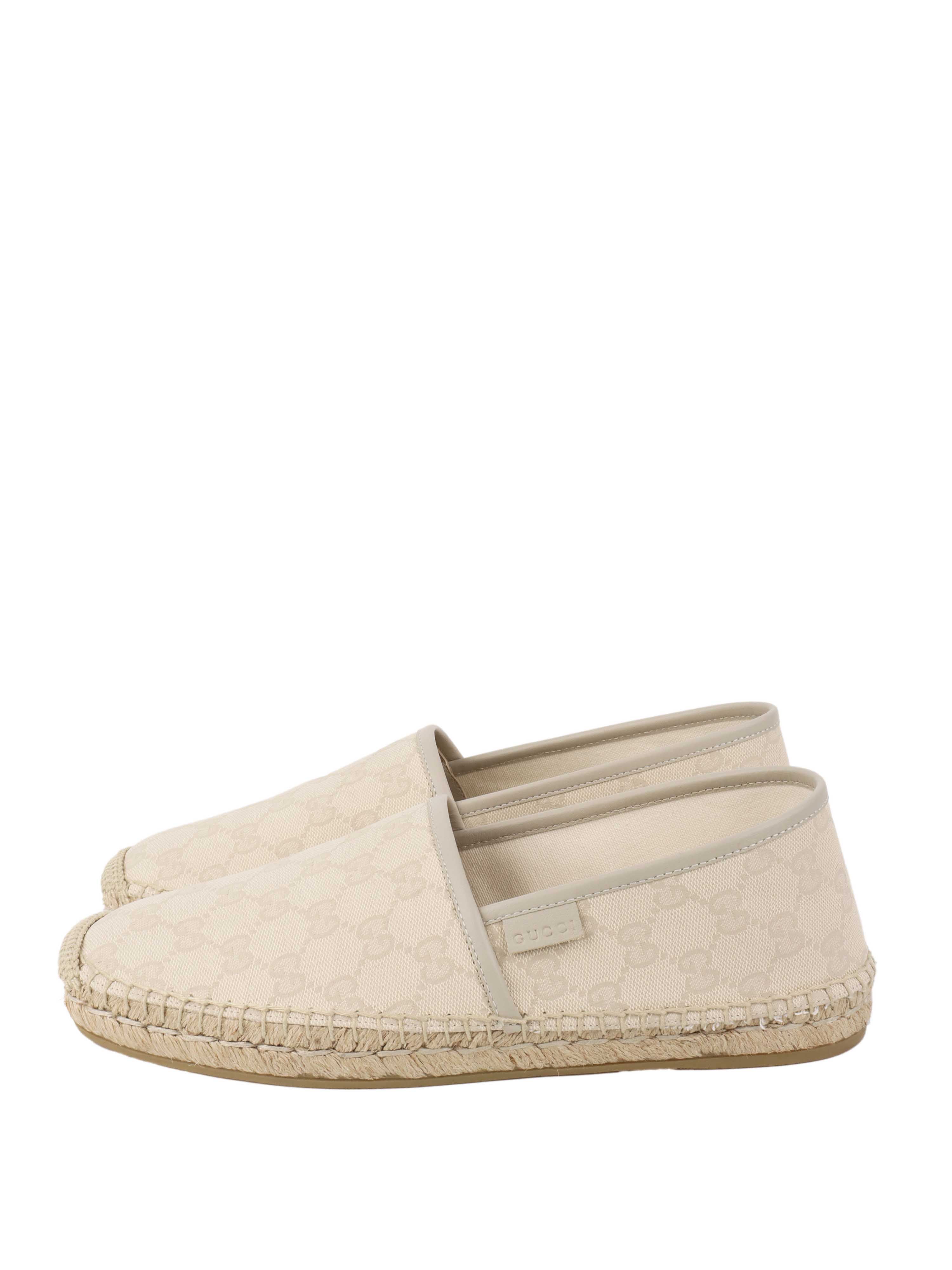 Gucci Men's GG Cream Espadrilles - Luxury Canvas Slip-On Shoes for Casual Wear & Summer Outfits