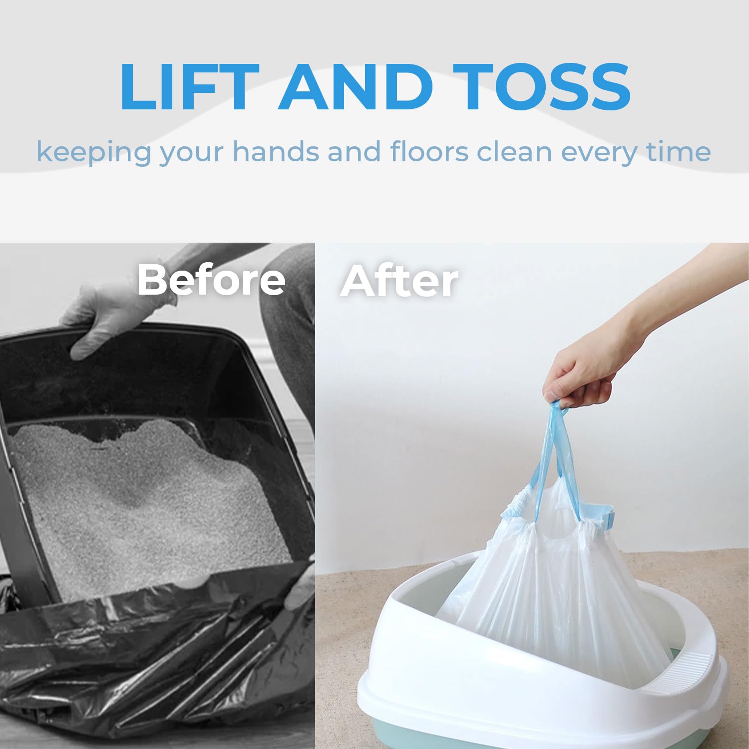 120 Pack Heavy Duty Cat Litter Bags with Drawstring - Compatible with Litter-Robot 3/4, Odor Control Waste Bags for Automatic Litter Box - Perfect for Daily Pet Waste Disposal & Litter Box Maintenance