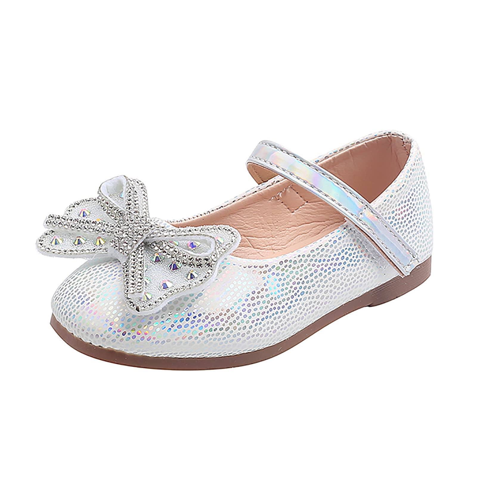 RSKK Kids Princess Bow Sandals - Sparkly Rhinestone Dance Shoes for Girls