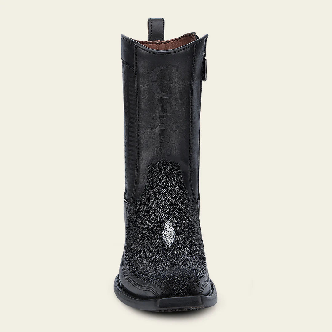 Men's Cuadra Black Cowboy Boots - Genuine Stingray Leather Ankle Boots with Zip for Western Style | Perfect for Rodeo, Country Music Festivals & Casual Wear