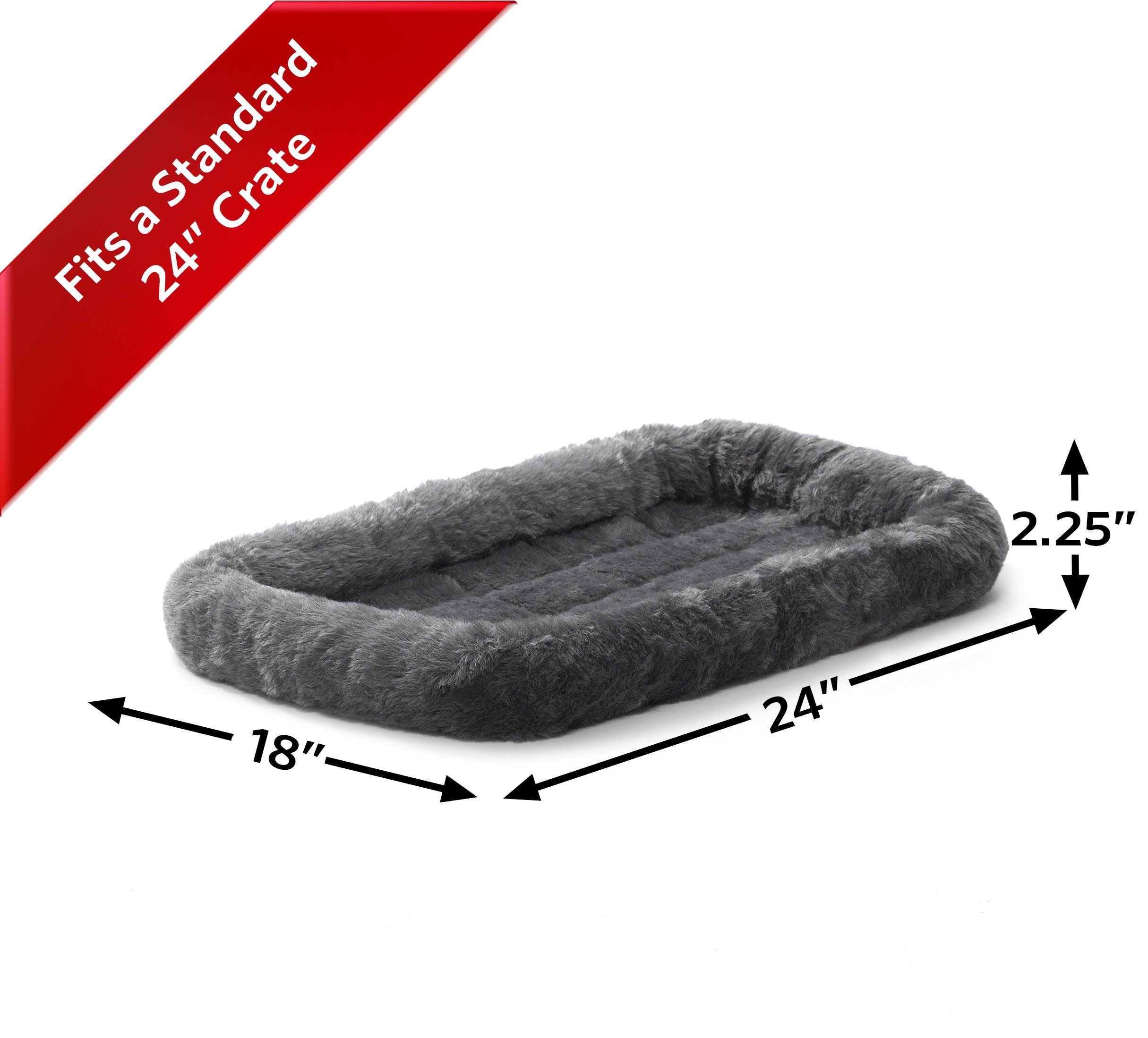 Premium Gray Orthopedic Dog Bed with Bolster - Fits Metal Dog Crates | Machine Washable & Dryer Safe | Perfect for Kennels, Crates & Home Use