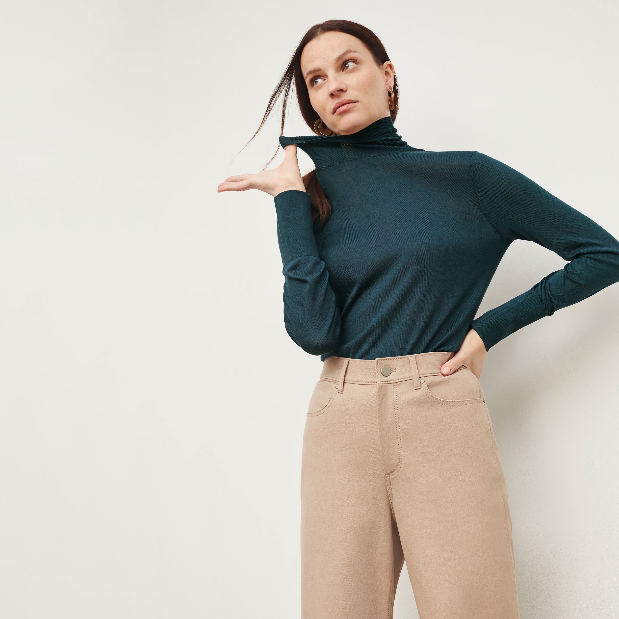 Milo Wide Leg Eco-Friendly Jeans for Women - Better Than Denim, Comfortable High Waist Stretch Pants (Fawn Color) - Perfect for Casual Wear, Office Outfits & Weekend Brunch