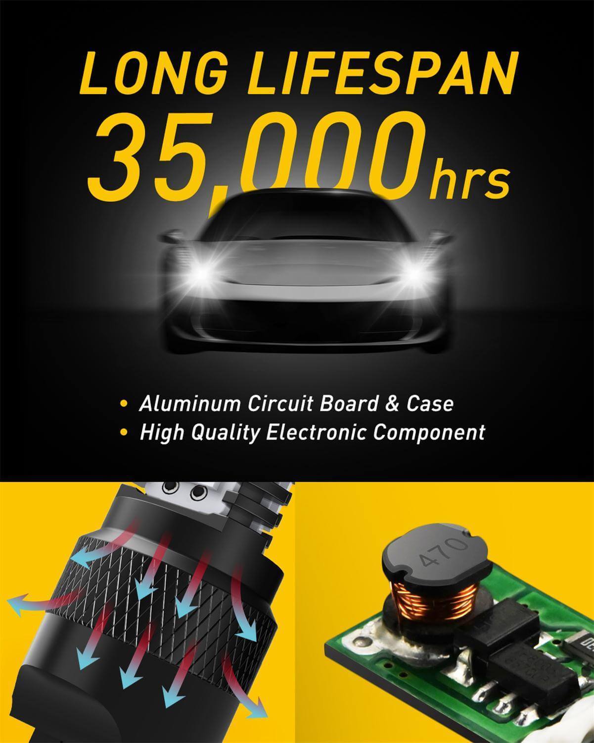 7440/7443 Amber Yellow LED Bulb - High Visibility Turn Signal & Blinker Light for Cars, Trucks, Motorcycles - Perfect for Daytime Safety & Night Driving