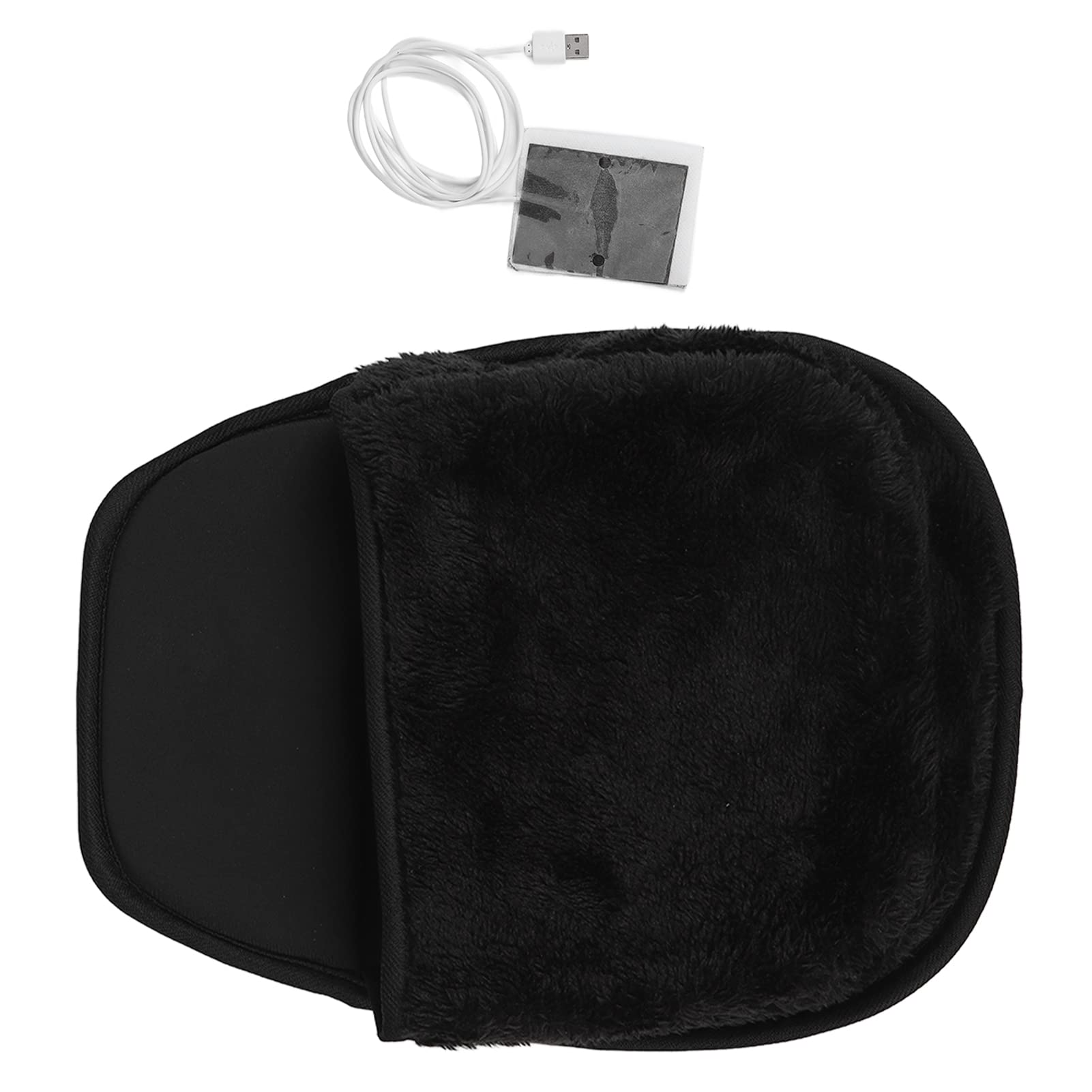 USB Heated Mouse Pad with Plush Hand Warmer & Roomy Wrist Support - Black Ergonomic Desk Accessory for Winter Office Work & Gaming Comfort