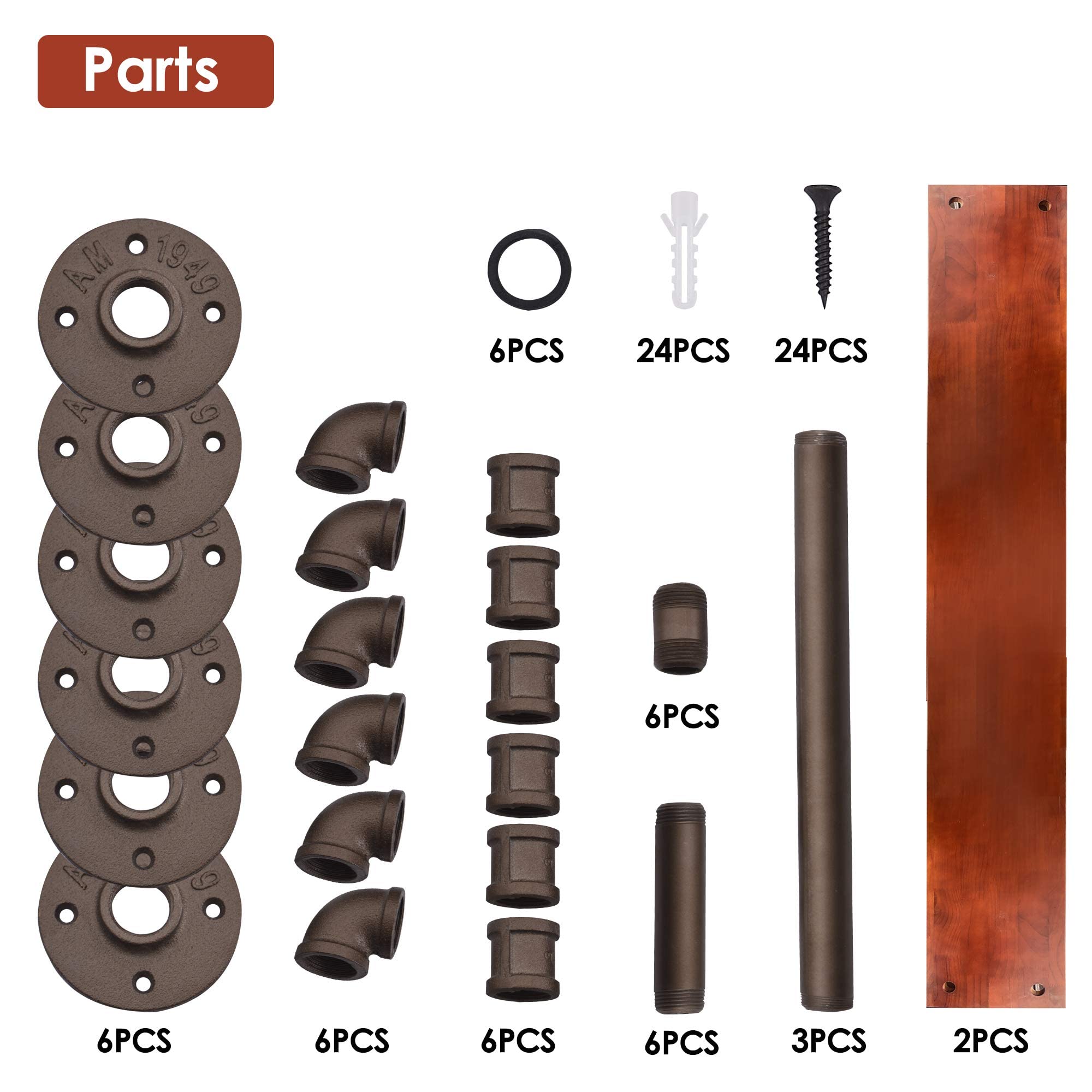 **Industrial Pipe Shelves with Wood 2-Tiers - Rustic Wall Mount Shelf with Metal Brackets, DIY Floating Bookshelf for Home & Office Storage - Perfect for Living Room, Bedroom, Kitchen & Bathroom Organization**