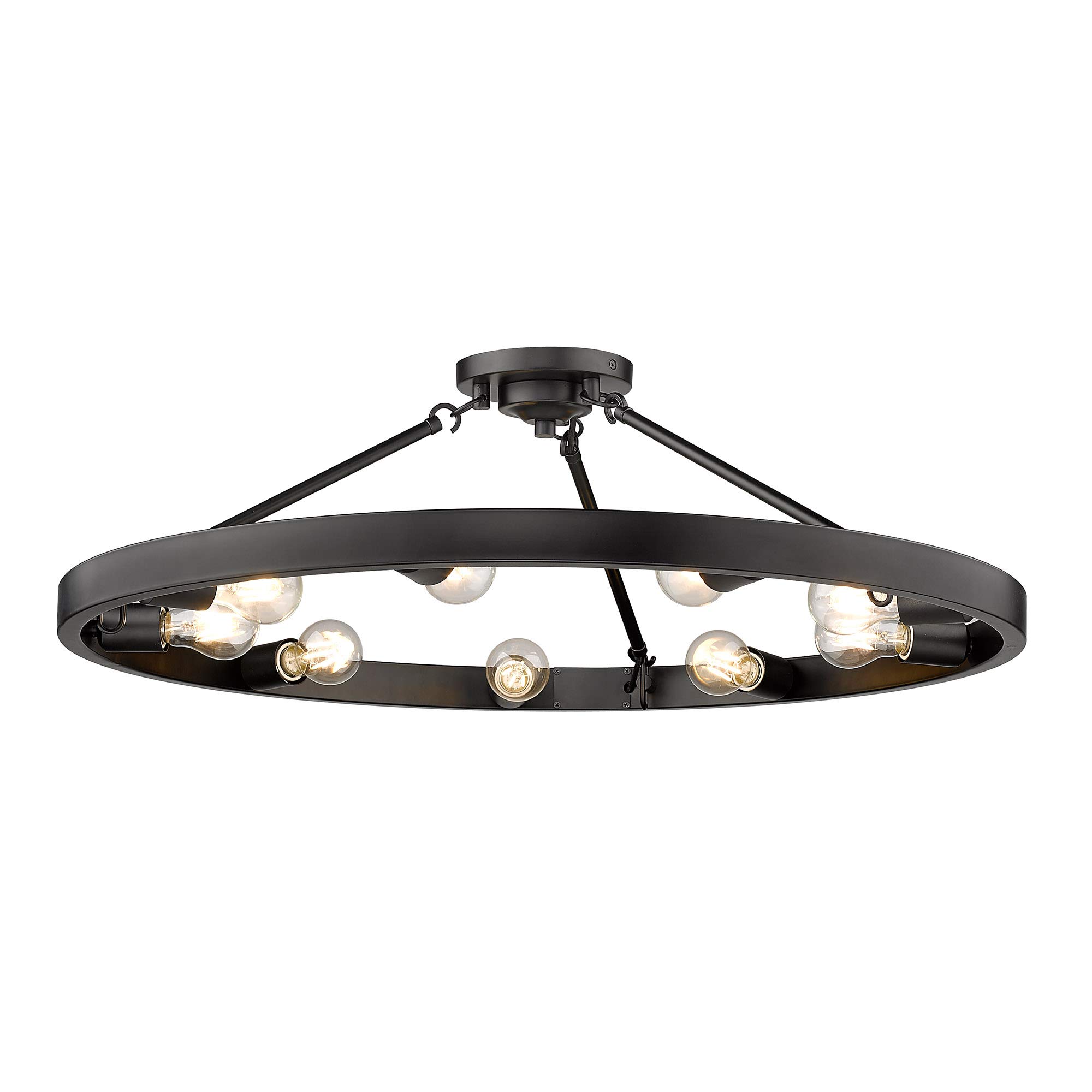 Golden Castile 9-Light Semi-Flush Mount Ceiling Fixture - Modern Dining Room Lighting for Kitchen, Bedroom & Hallway - Dimmable LED Chandelier with Clear Glass Shades