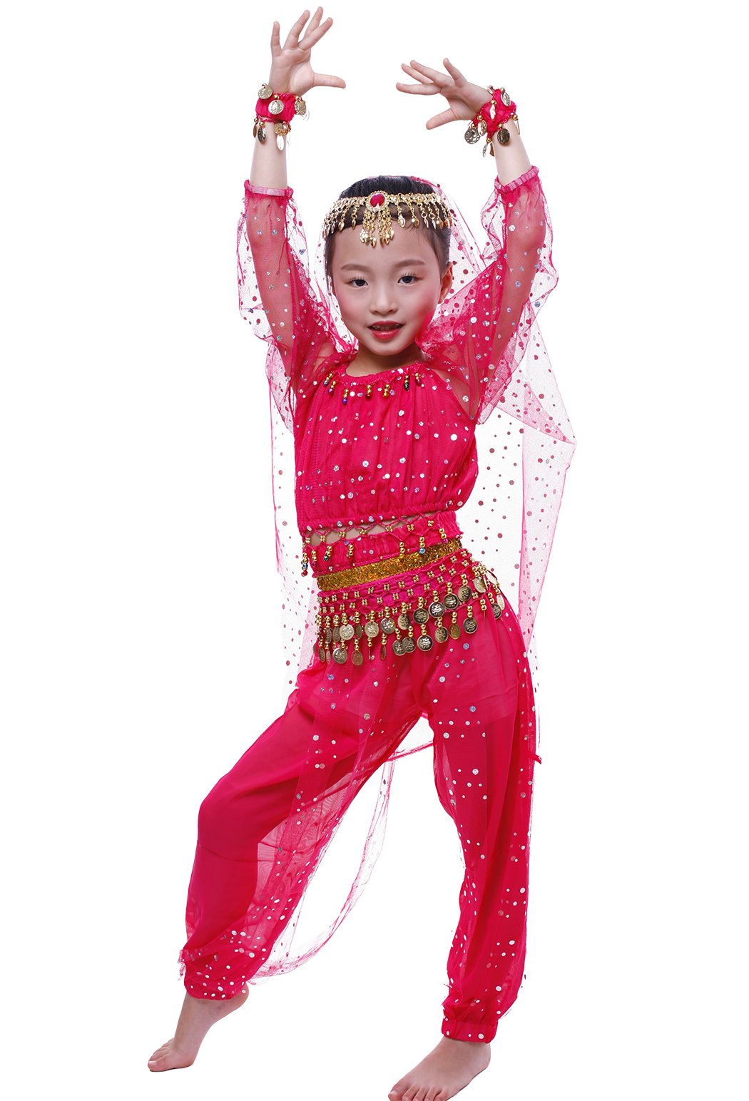Astage Women's Belly Dance Costume Set - Long Sleeve Embellished Top & Pants for Professional Performances & Practice | Perfect for Stage Shows, Dance Classes & Cultural Events