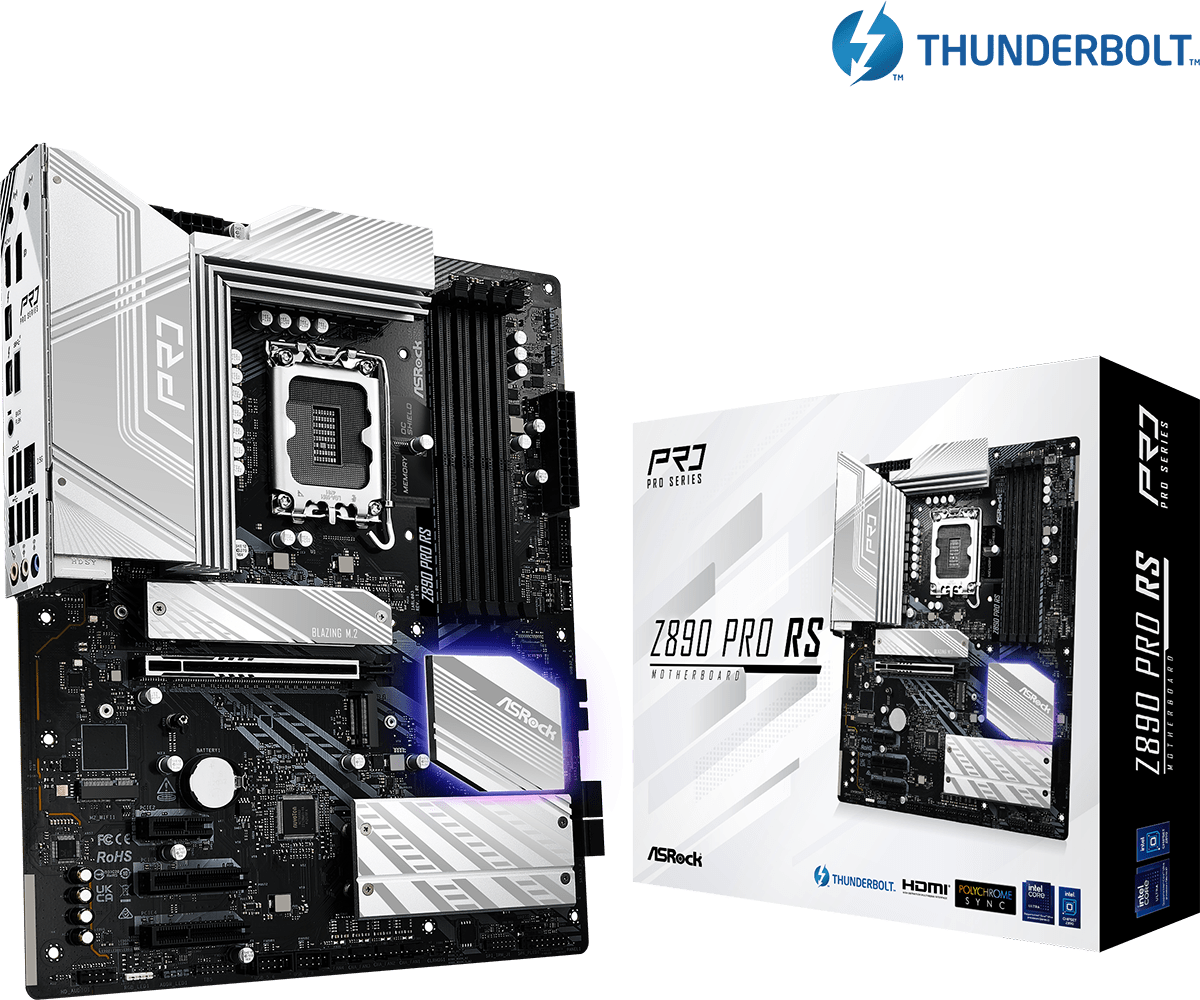 ASRock Z890 Pro RS ATX Motherboard - Intel LGA 1700 Socket, DDR5, PCIe 5.0, WiFi 6E - Perfect for Gaming PCs, Workstations & Content Creation