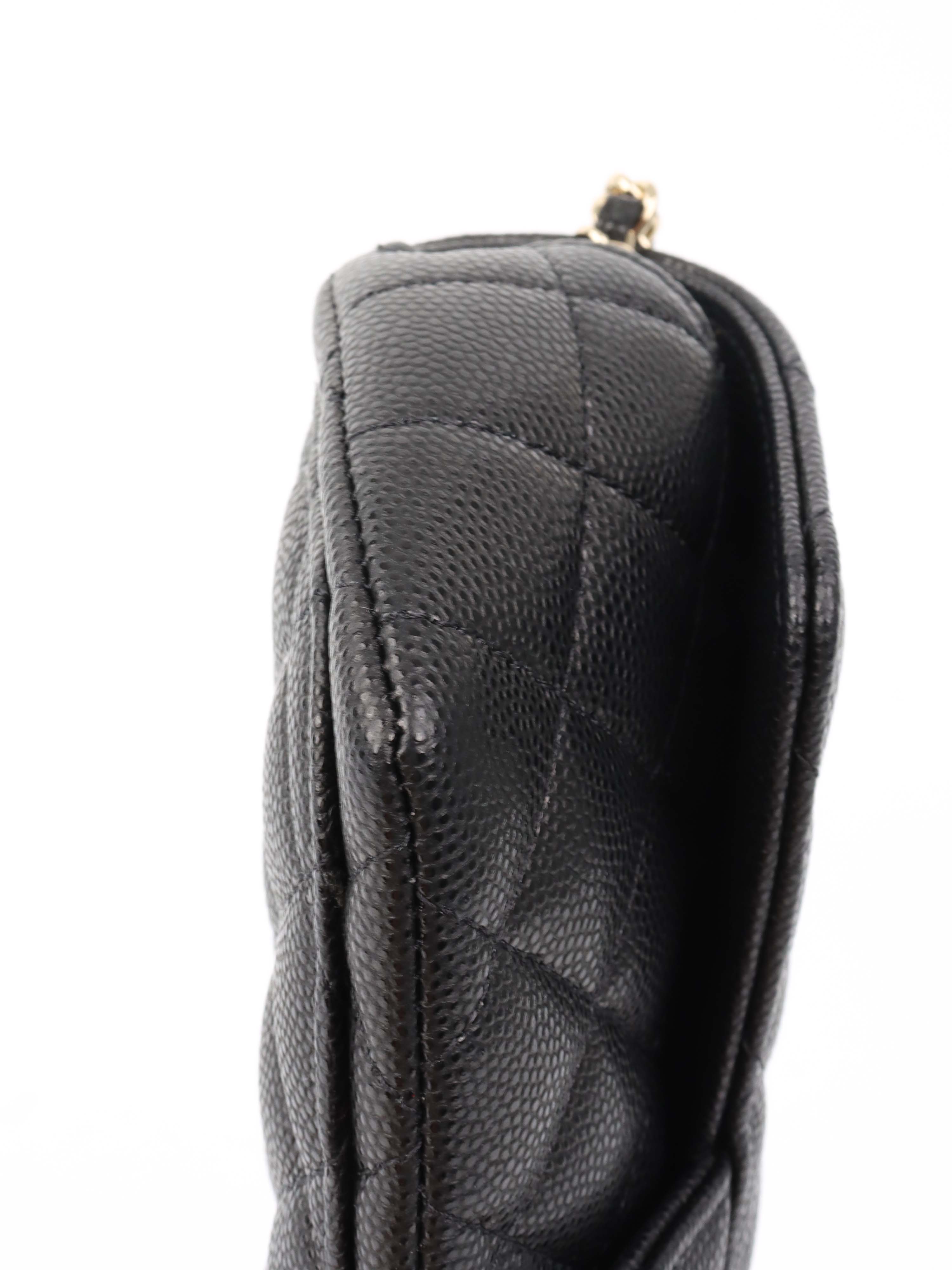 Chanel Black Caviar Leather Glasses Case Chain Bag - Luxury Eyewear Holder for Women, Designer Sunglasses Pouch with Chain Strap, Perfect for Travel & Everyday Use