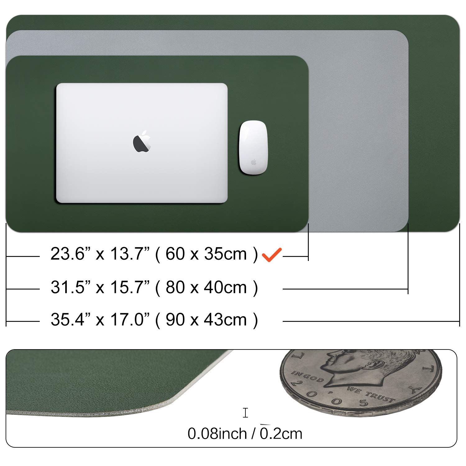 Premium Dual-Sided Leather Desk Pad 23.6