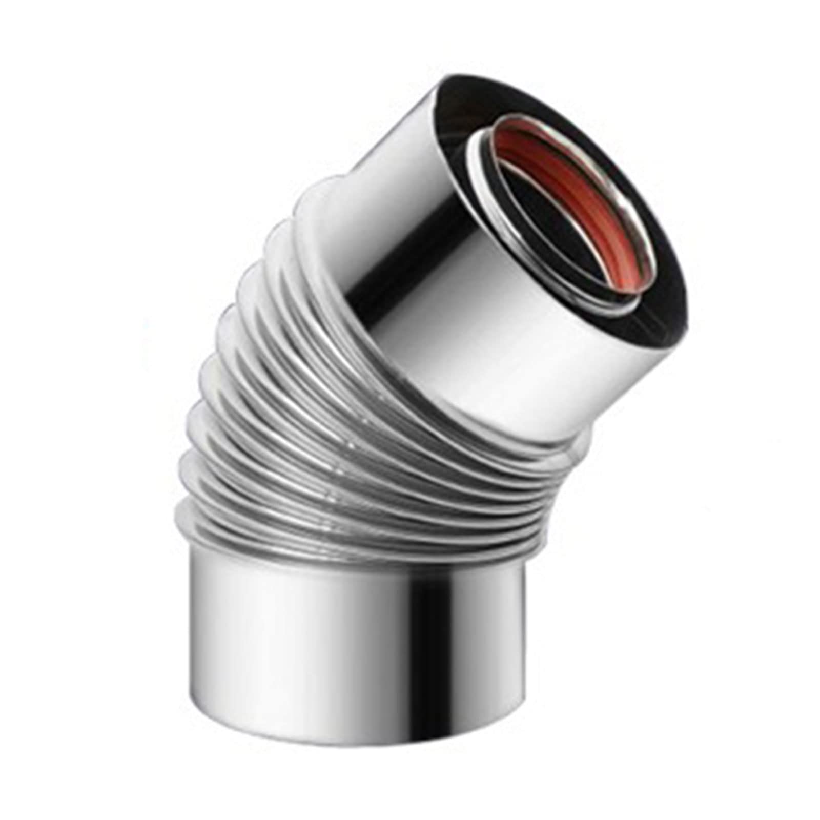 0℃ Outdoor 45° Same Direction Stainless Steel Stove Pipe Elbow, Chimney Flue for Gas Wall Boilers and Water Heaters, Durable Escape Pipe for Balanced Ventilation Systems
