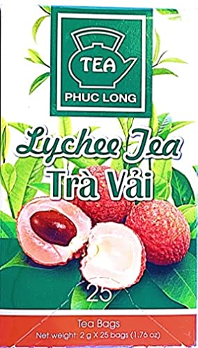 Premium Vietnamese Lychee Black Tea Bags - Phuc Long Tra Vai (25 Count) | Single Serve Iced Tea for Summer, Relaxation & Gifts | Authentic Lychee Flavor from Vietnam