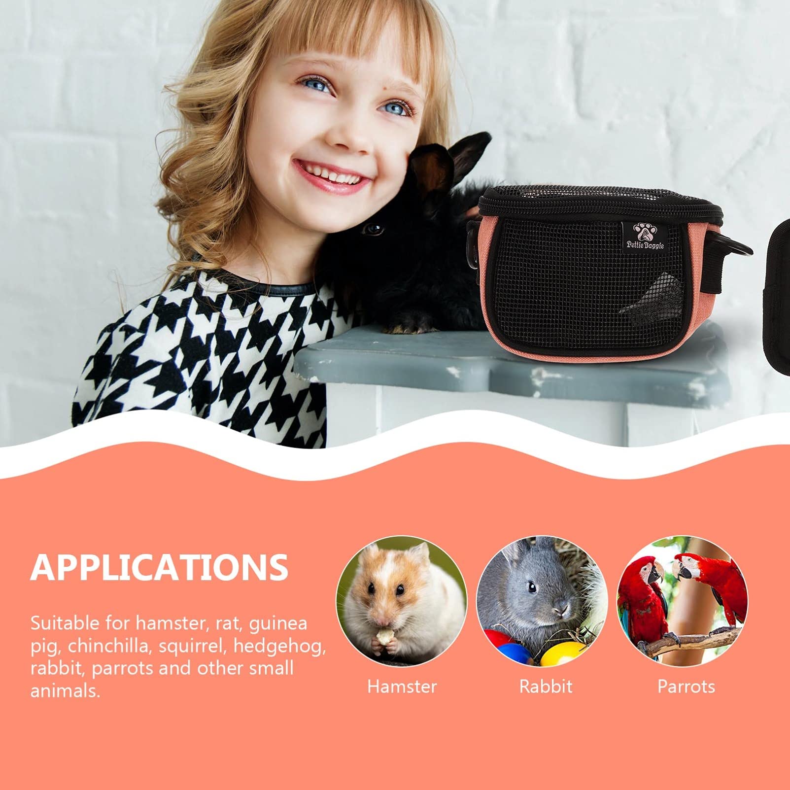 Small Animal Carrier Pouch - Hamster, Sugar Glider, Chinchilla, Rat Crossbody Travel Bag with Zipper & Tunnel Tube for Cage Accessories | Perfect for Outdoor Adventures, Pet Travel & Small Animal Supplies