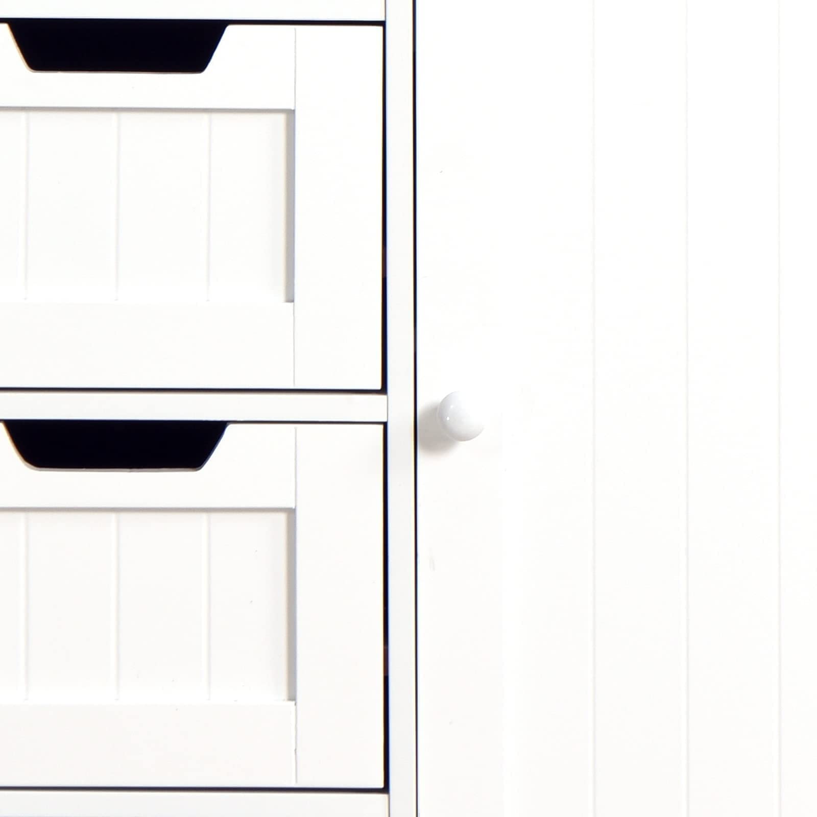 Freestanding Bathroom Cabinet with Adjustable Shelf & 4 Drawers - White Storage Cupboard for Bathroom, Kitchen, Living Room | Space-Saving Organizer for Towels, Toiletries & Household Items