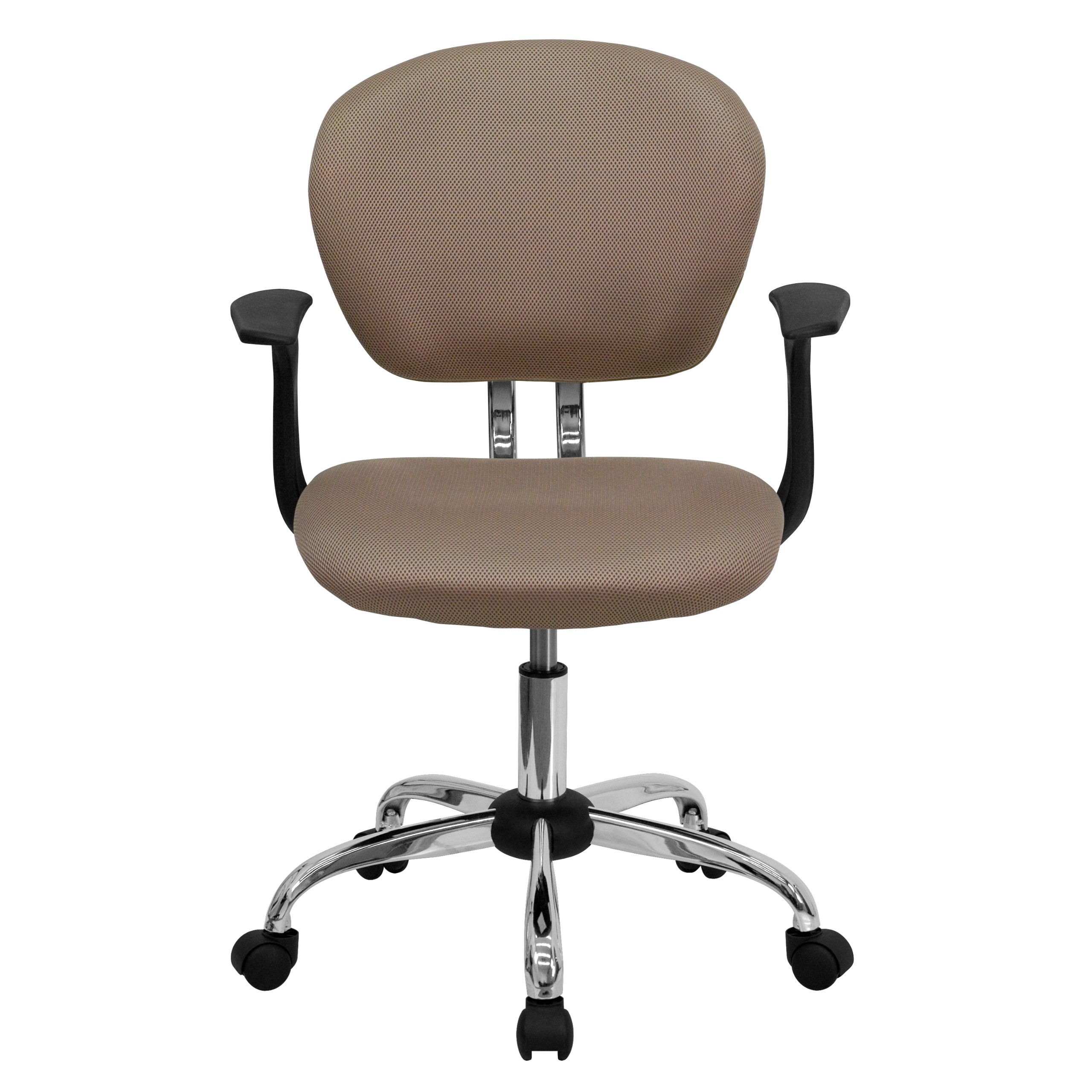 Ergonomic Mid-Back Coffee Brown Mesh Office Chair with Padded Seat & Adjustable Arms - Perfect for Home Office, Gaming & Workspace Comfort