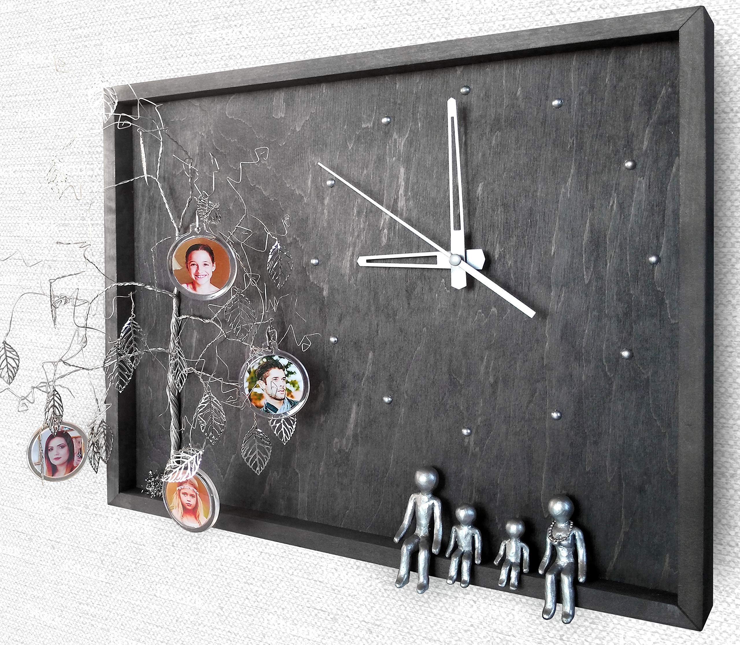 Personalized 17x12 Wall Clock - Custom Anniversary, Wedding & Family Gifts for In-Laws, Grandmother (Silver/Steel/Tin/Aluminum/Iron) - Perfect for Living Room, Bedroom & Home Decor