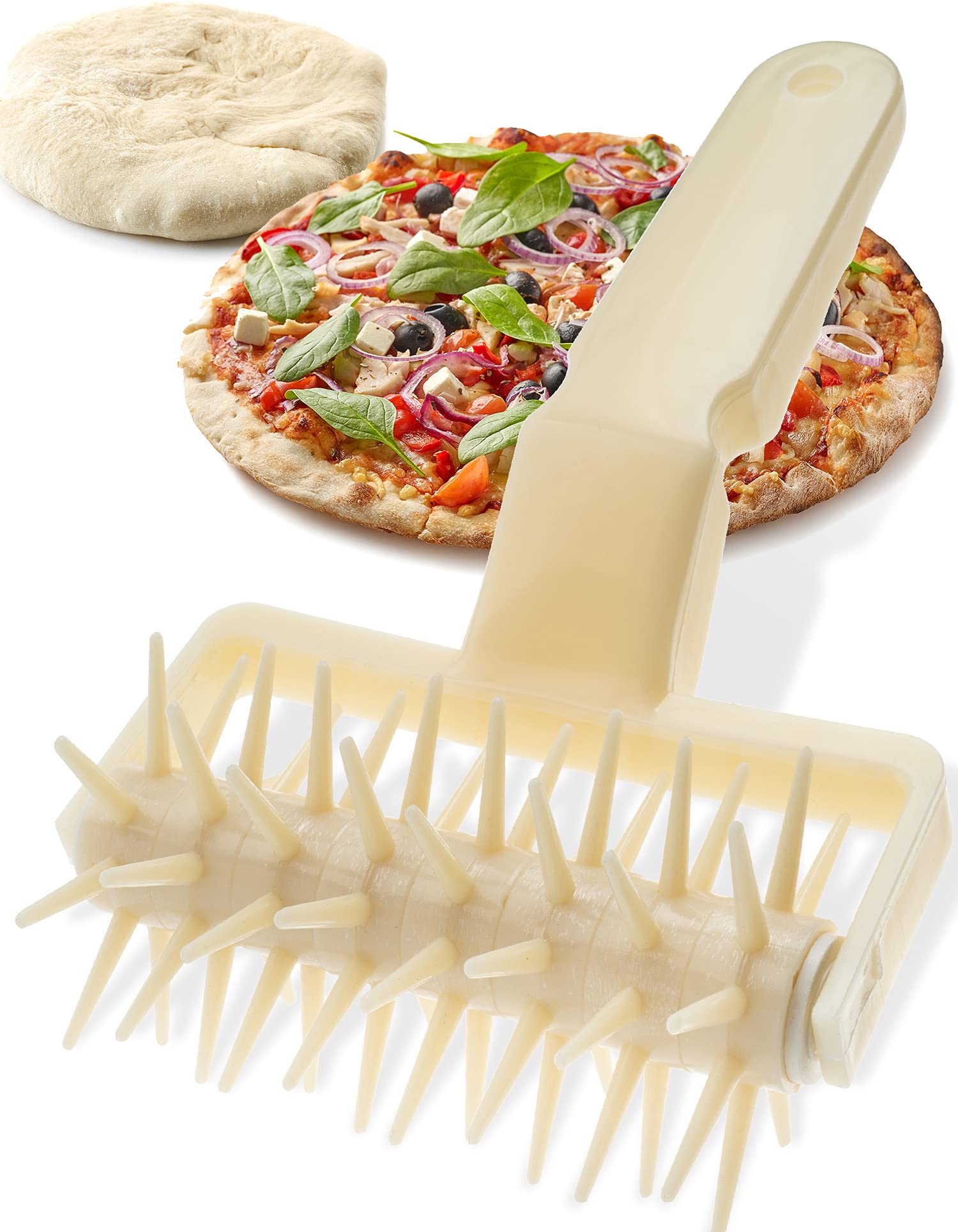 Orblue Professional Pizza Dough Docker with Spiked Roller - Commercial & Home Kitchen Pizza Docking Tool for Perfect Crust | Prevents Dough Blistering | Ideal for Pizza Ovens, Bakeries & Italian Restaurants