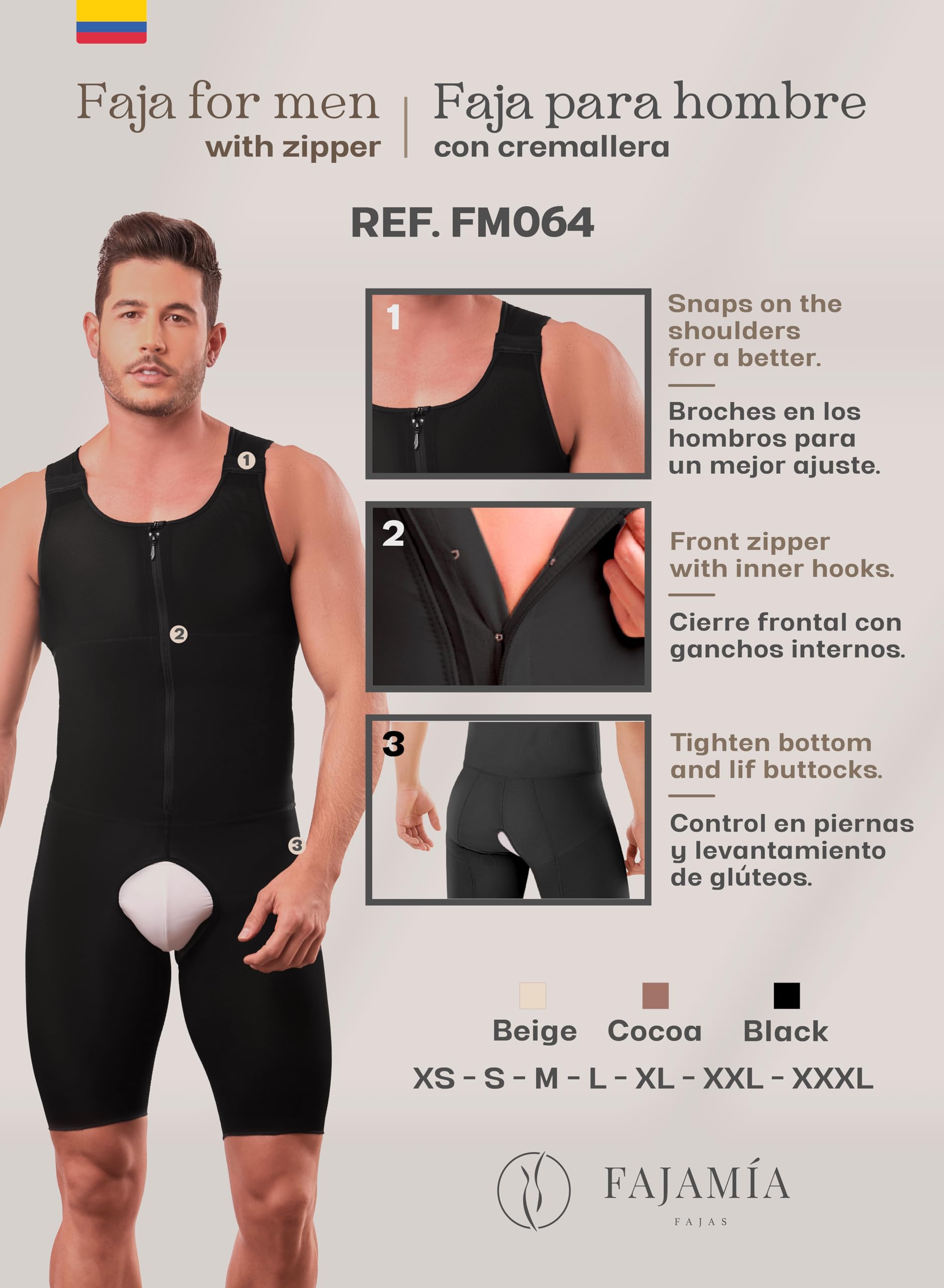 Men's Colombian Fajas High Compression Girdle - Post Surgical Shapewear for Men | Waist Trainer & Body Shaper for Workout, Recovery & Everyday Wear