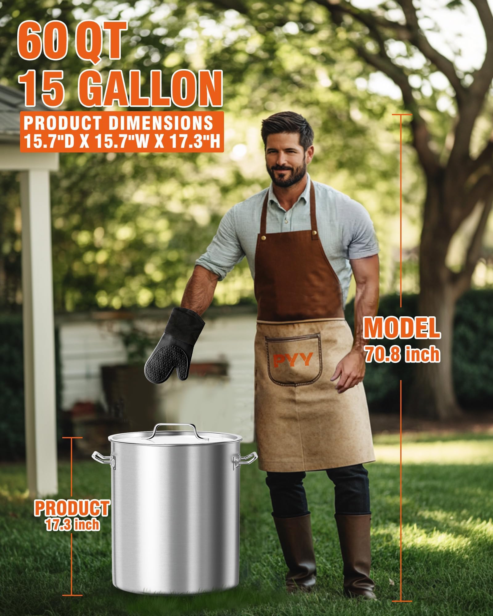 60QT Stainless Steel Seafood Boil Pot with Basket & Lid - Commercial Turkey Fryer for Crab, Lobster, Crayfish & Shrimp - Outdoor Cooking & Large Gatherings (21.7