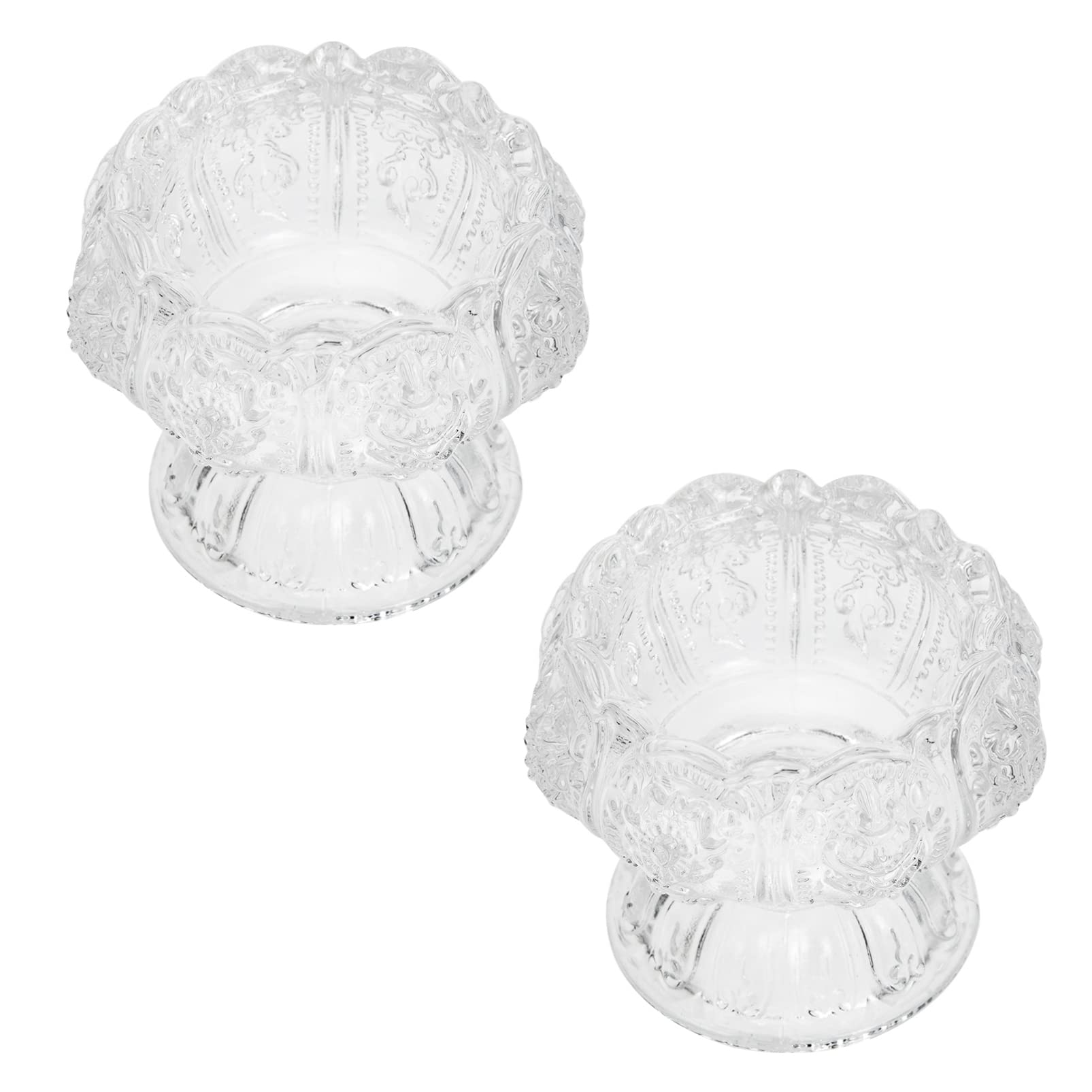 2-Pack Clear Glass Tealight Candle Holders - Elegant Buddhist-Inspired Crystal Table Centerpiece for Weddings, Meditation & Home Decor