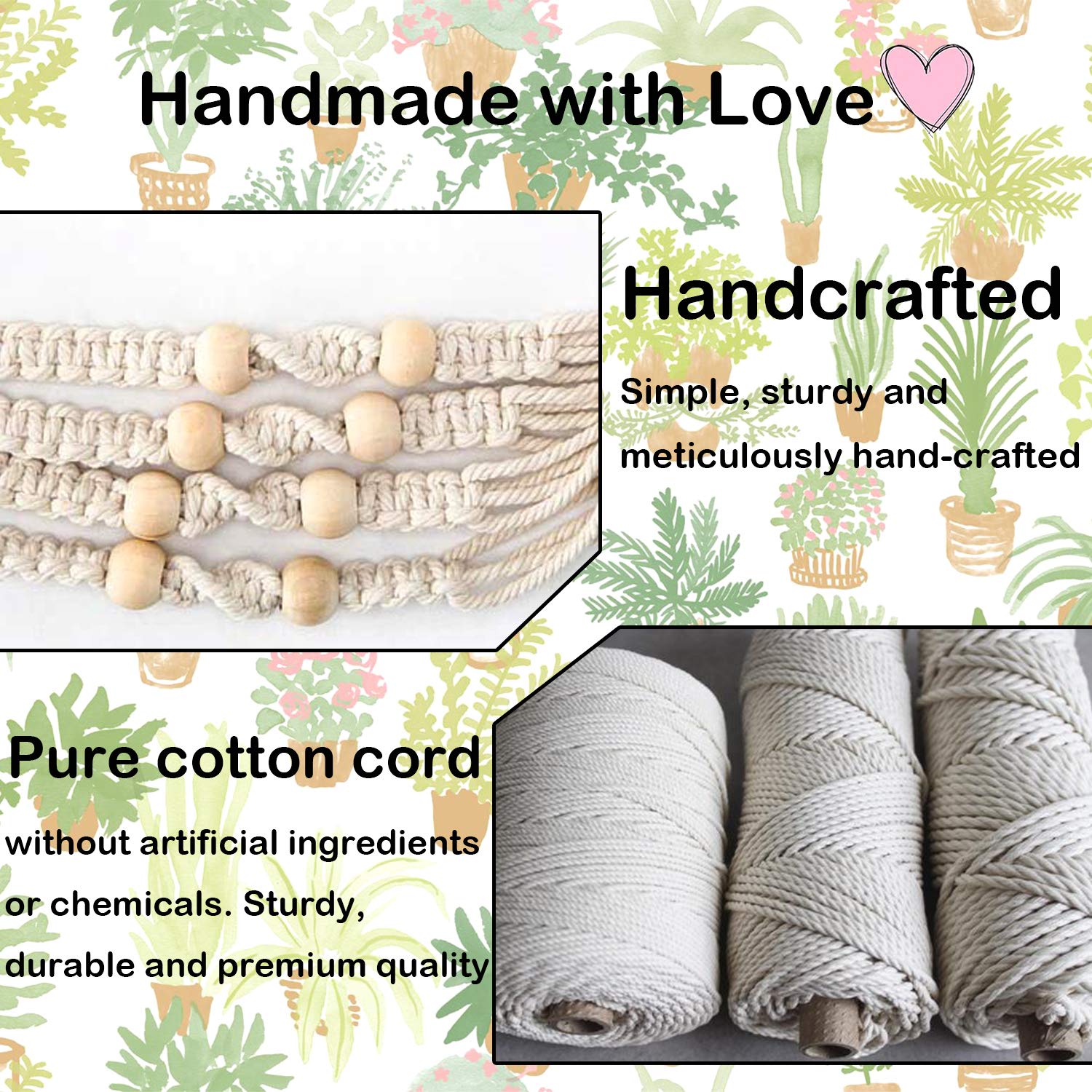 Self Watering Hanging Planters for Indoor Plants - 3 Pack Macrame Plant Hangers with Drainage Holes, Pots & Hooks - Perfect for Home, Garden, Balcony & Office Decor - Ideal for Pothos, Spider Plants & Succulents