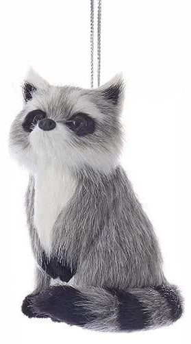 3 Pack Furry Gray Animal Ornaments - Cute Home Decor for Christmas Tree, Shelf Display & Gift Giving