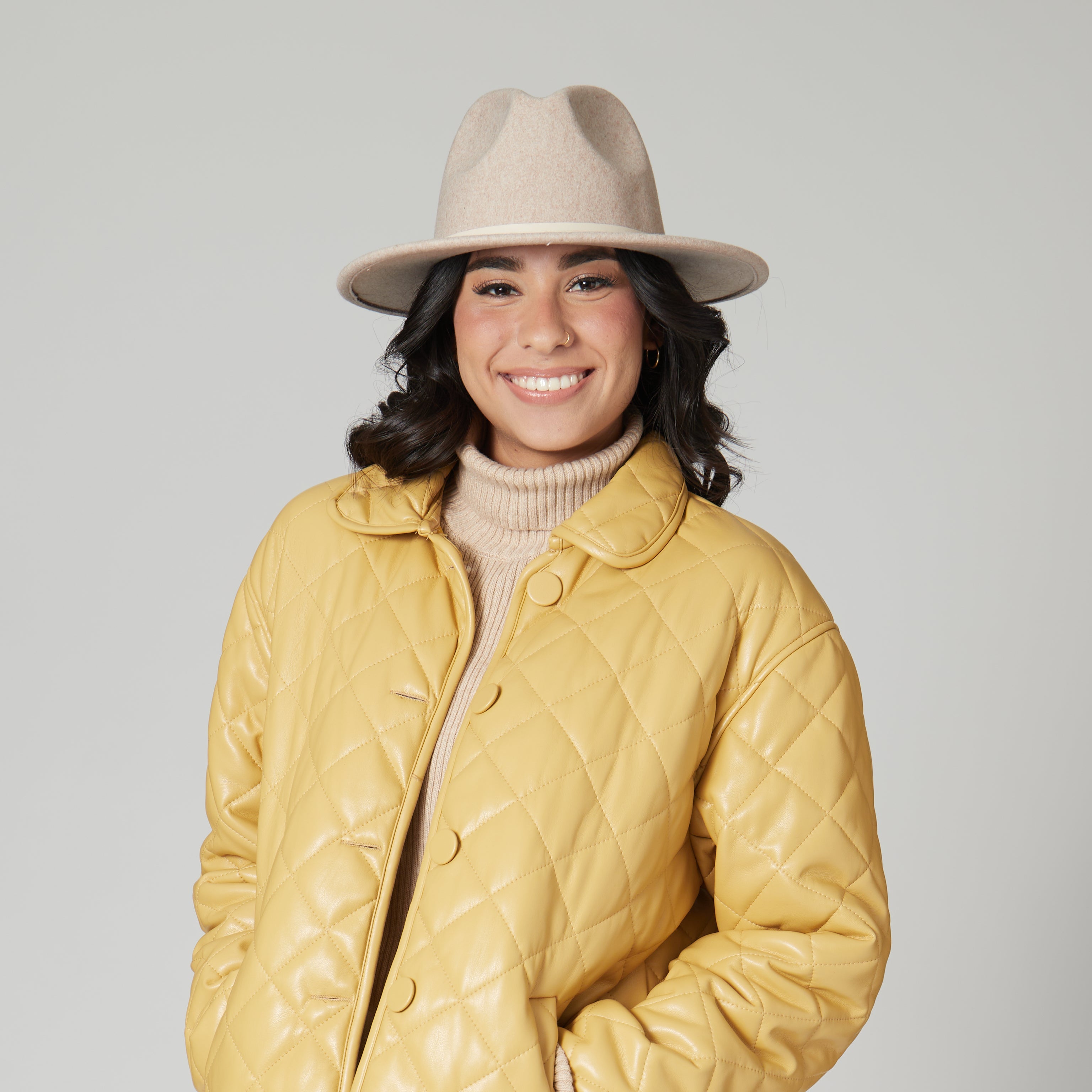 Stylish Women's Faux Felt Fedora Hat with Genuine Leather Band - Perfect for Outdoor Events, Travel & Fashion Accessories