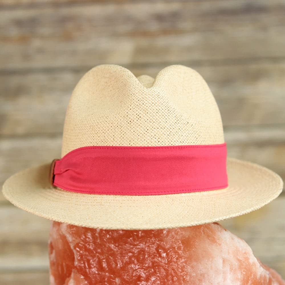 Packable Straw Fedora Hat for Men & Women - Lightweight Travel Panama Hat with Short Brim - Perfect for Beach Vacations, Summer Outfits and Outdoor Adventures