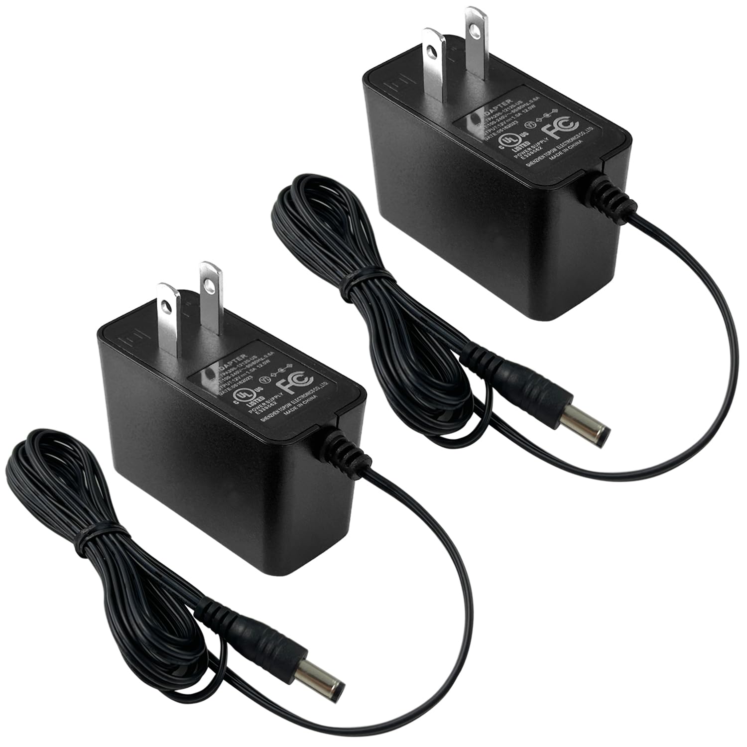 UL Certified 12V 1A Power Adapter for Security Cameras - 2-Pack AC/DC 100V-240V Power Supply with 2.1x5.5mm Connector - Compatible with Lorex, Night Owl, Swann, ZOSI, Reolink & Annke IP/BNC Cameras - Ideal for Home Surveillance, Business Security & Outdoor Monitoring Systems