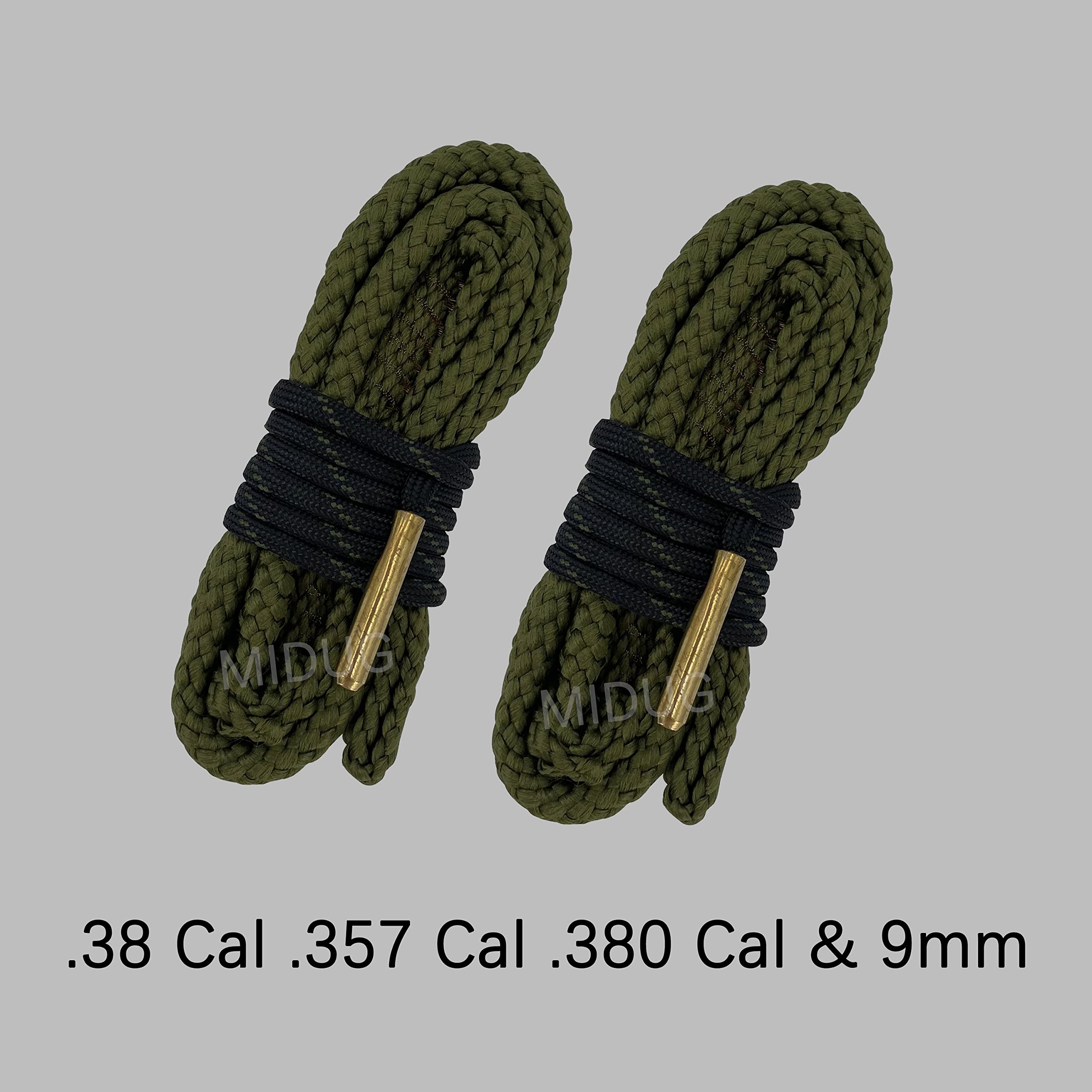 2 Pack Gun Cleaning Snake Rope - Universal Bore Cleaner for Pistol, Handgun, Shotgun (Fits .22, .223, 5.56mm, .380, 9mm, 12GA, .308, .357, .44, .45 Caliber) - Quick & Easy Firearm Maintenance for Hunting & Range Shooting