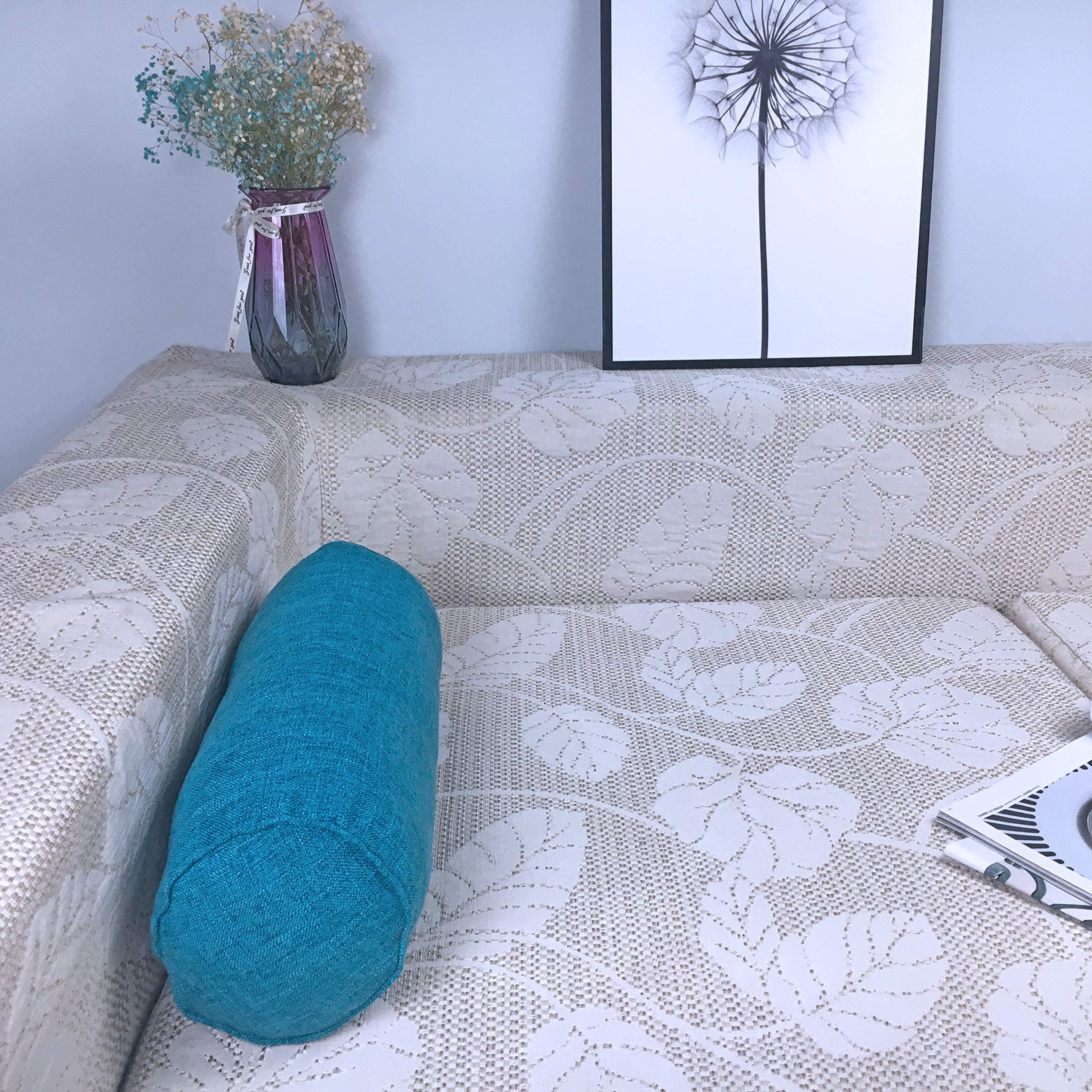 Ergonomic Round Neck Pillow Roll - Cervical Support Pillow for Neck Pain Relief, Cylinder Bolster Pillow with Removable Washable Cover - Ideal for Sleeping, Office Chair, Car Travel & Sofa (2 Pack, Turquoise) - Perfect for Home, Travel & Work Comfort