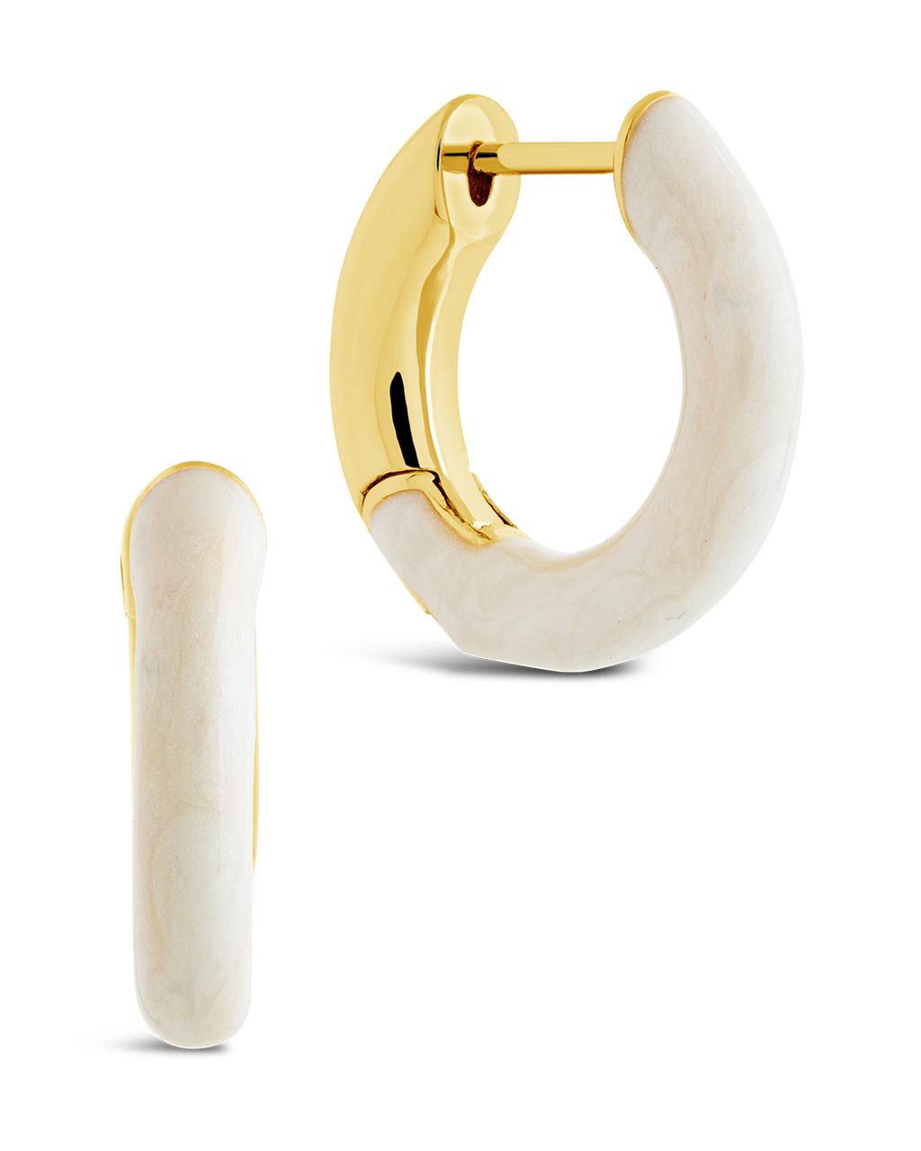 White Enamel Maura Micro Hoop Earrings - Minimalist Gold Plated Small Hoops for Women - Perfect for Everyday Wear, Office & Date Night